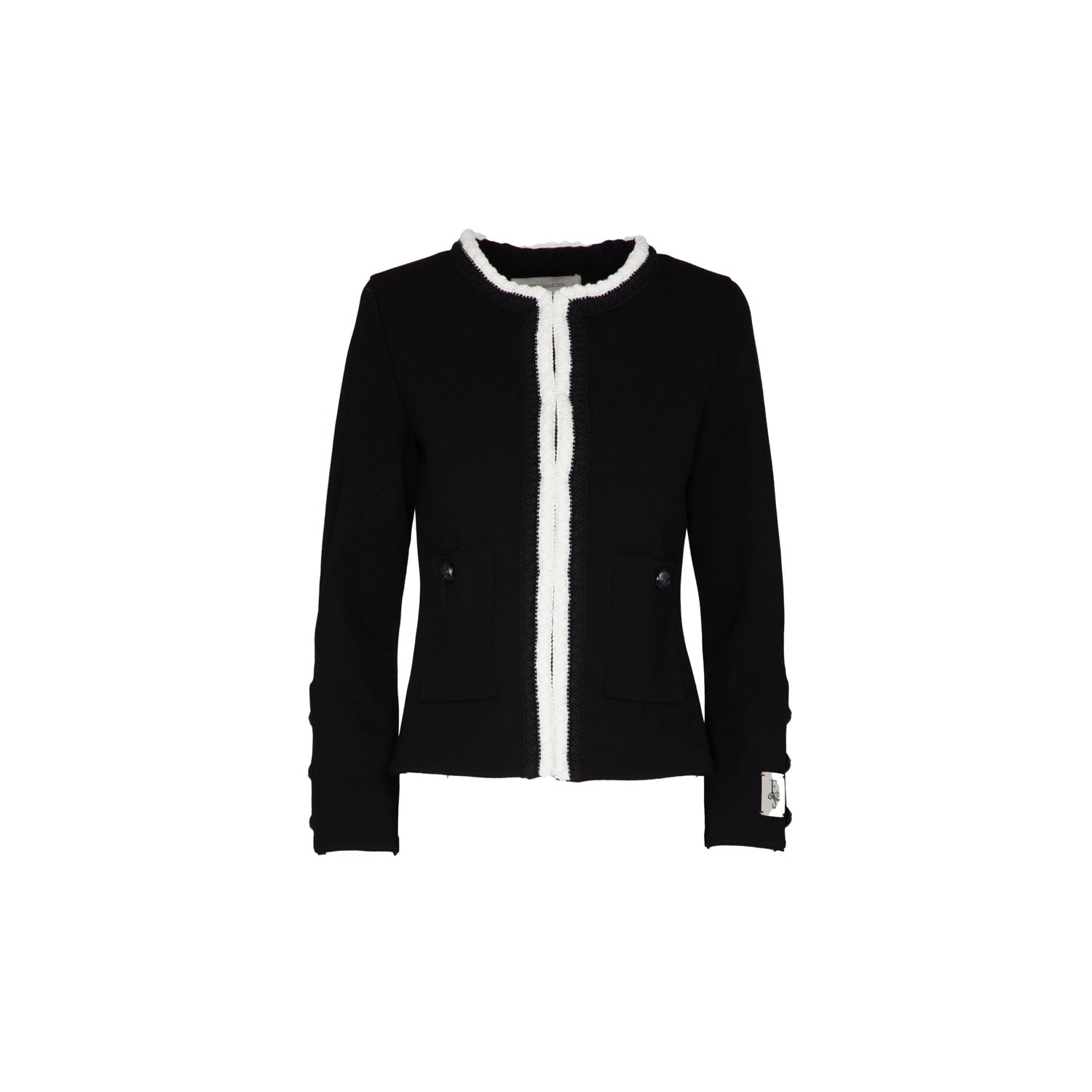 The Extreme Collection Women's Black Tweed Jacket With Contrasting Black Trim And Button Details Baptiste In Black