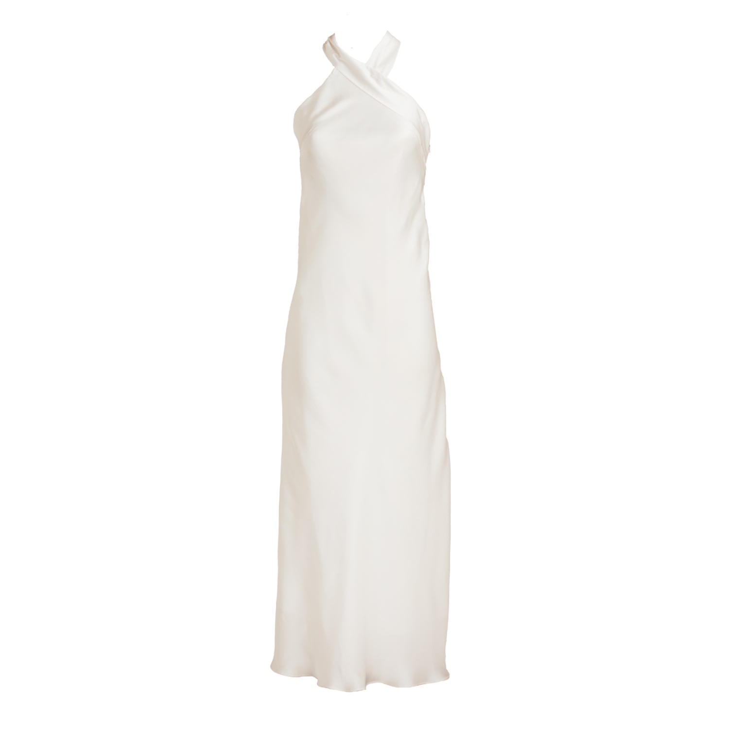Mionè Women's Long Silk Halter Neck Dress - White In White