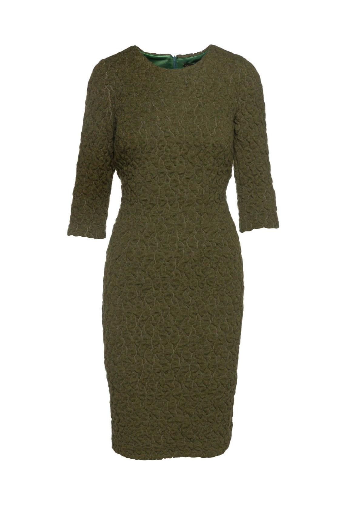 Women’s Neutrals Khaki Jacquard Dress By Conquista Fashion Xs