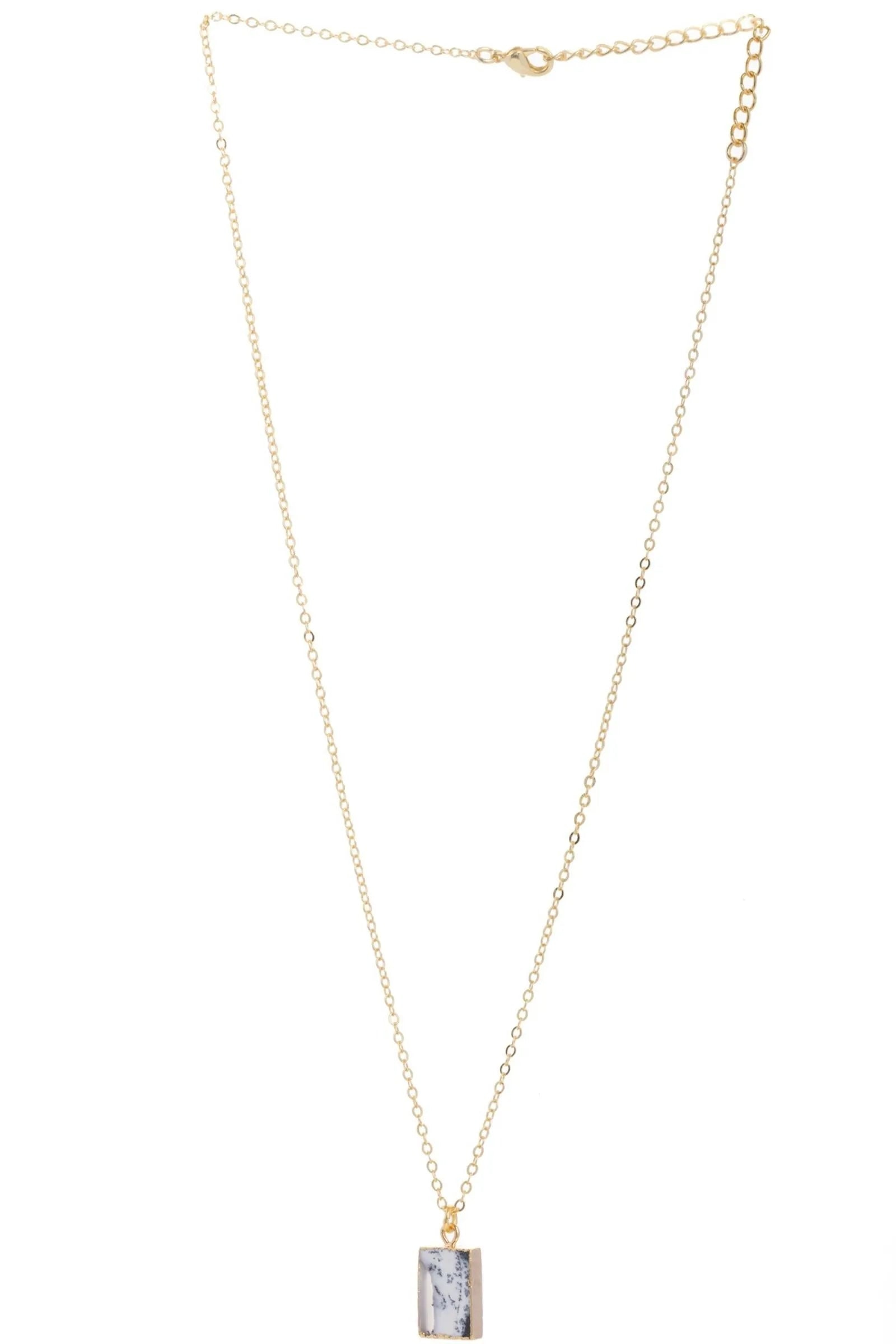 Saachi Women's Grey Square Gemstone Mini Earring And Necklace Set