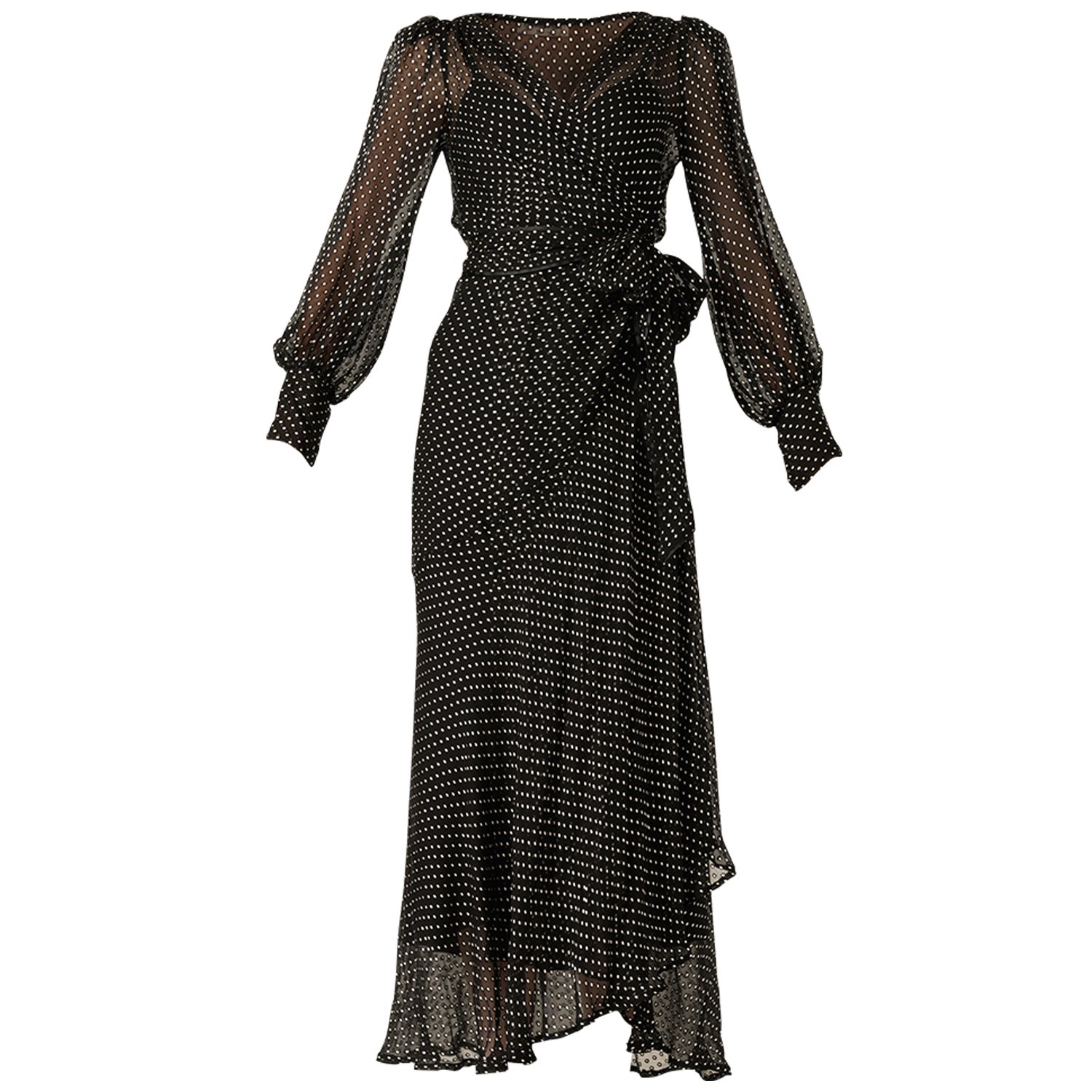 Sacha Drake Women's Calais Wrap Dress In Black Cream Spot
