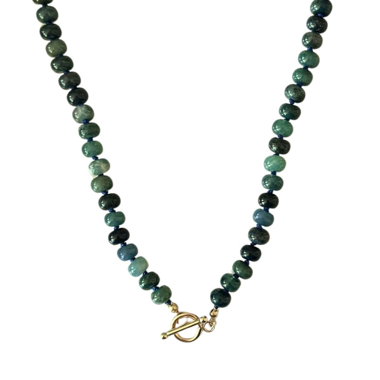 Herself Collections Women's Green / Blue / Gold Green Agate Bead Necklace In Green/blue/gold