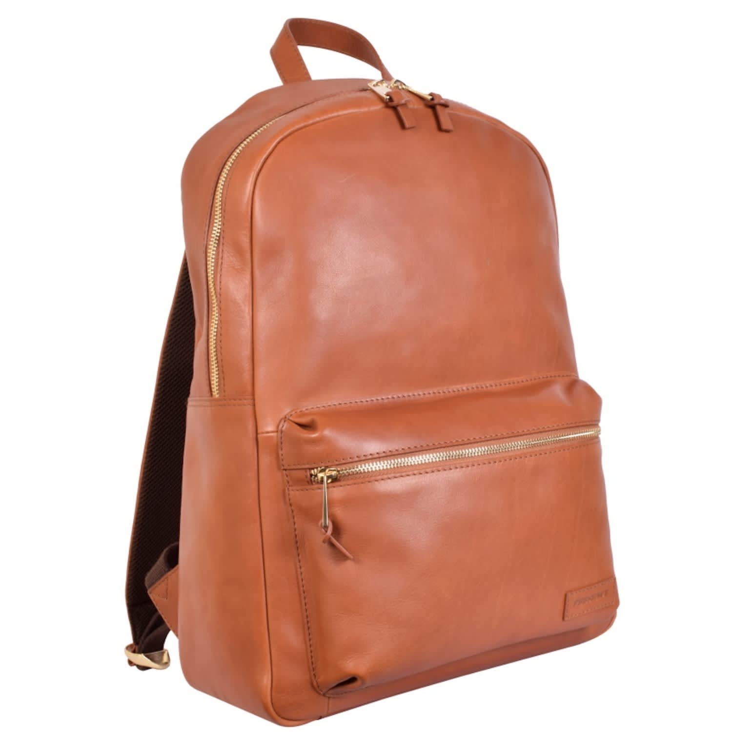 cognac leather backpack