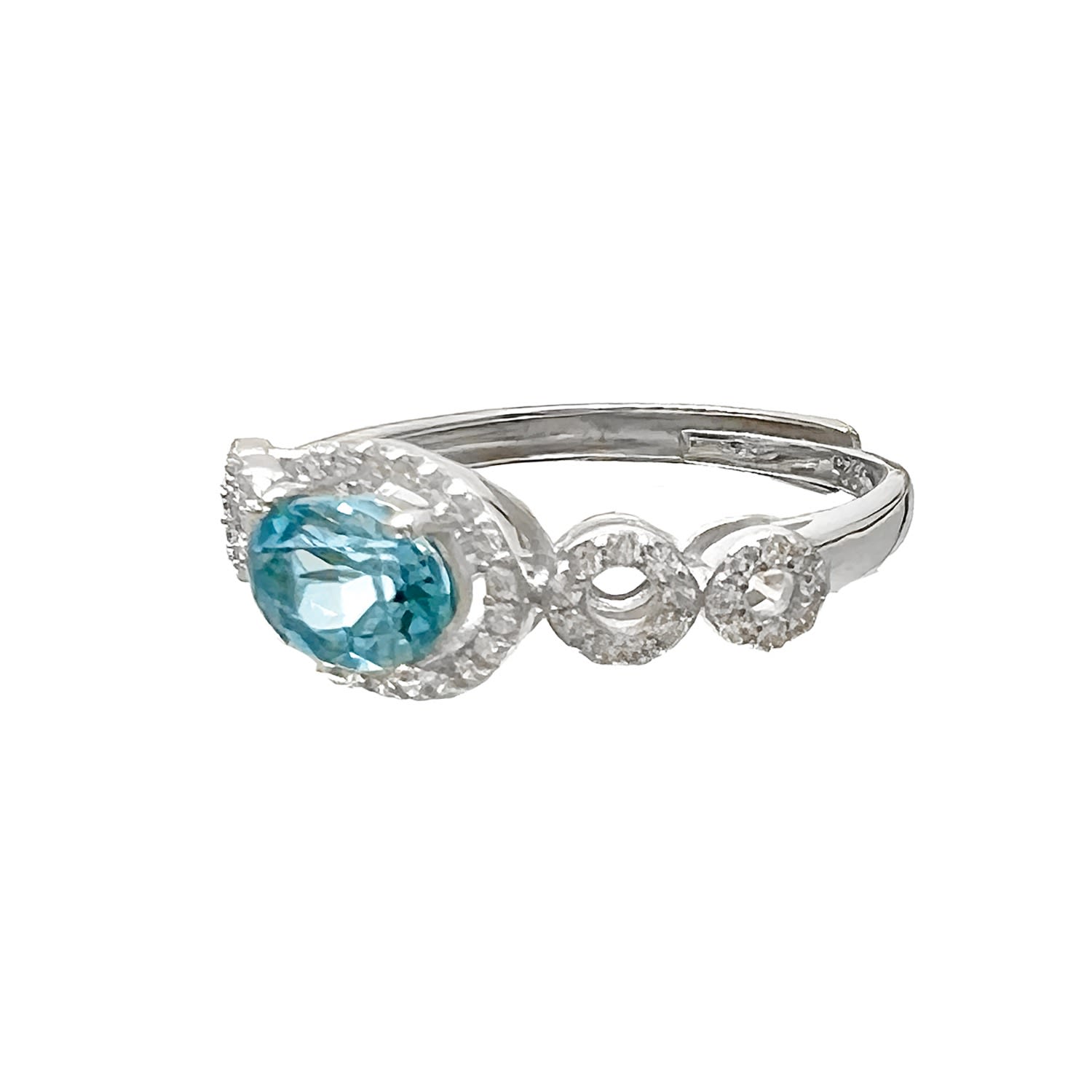 Women’s Blue / Silver Blue Topaz Stones Sterling Silver Anniversary Ring Ms. Donna