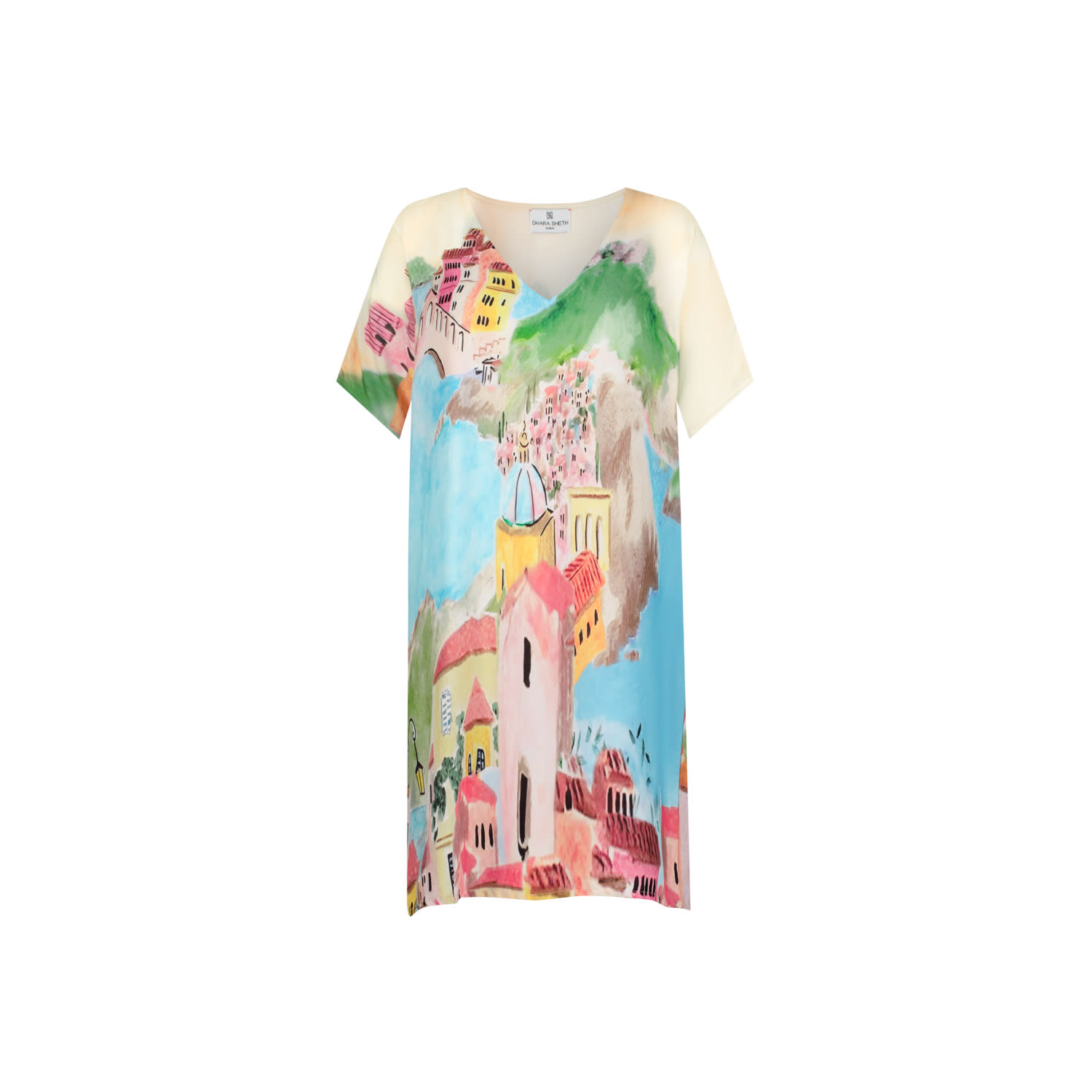 Dhara Sheth Dubai Women's La Riviera Multicolor Short Kaftan Dress In Multi