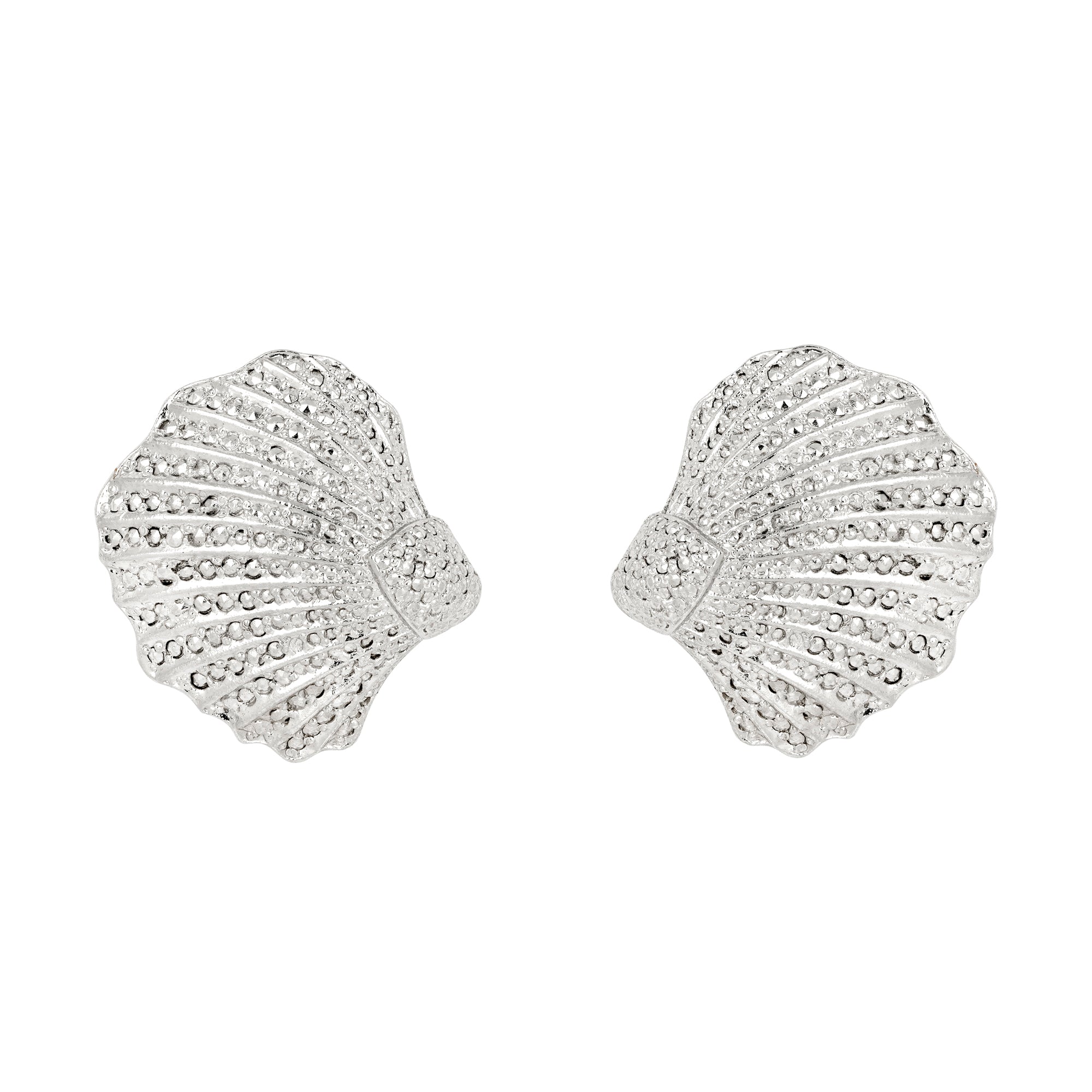 Gold Trip Women's Silver Vintage Seashell Clip On Earrings