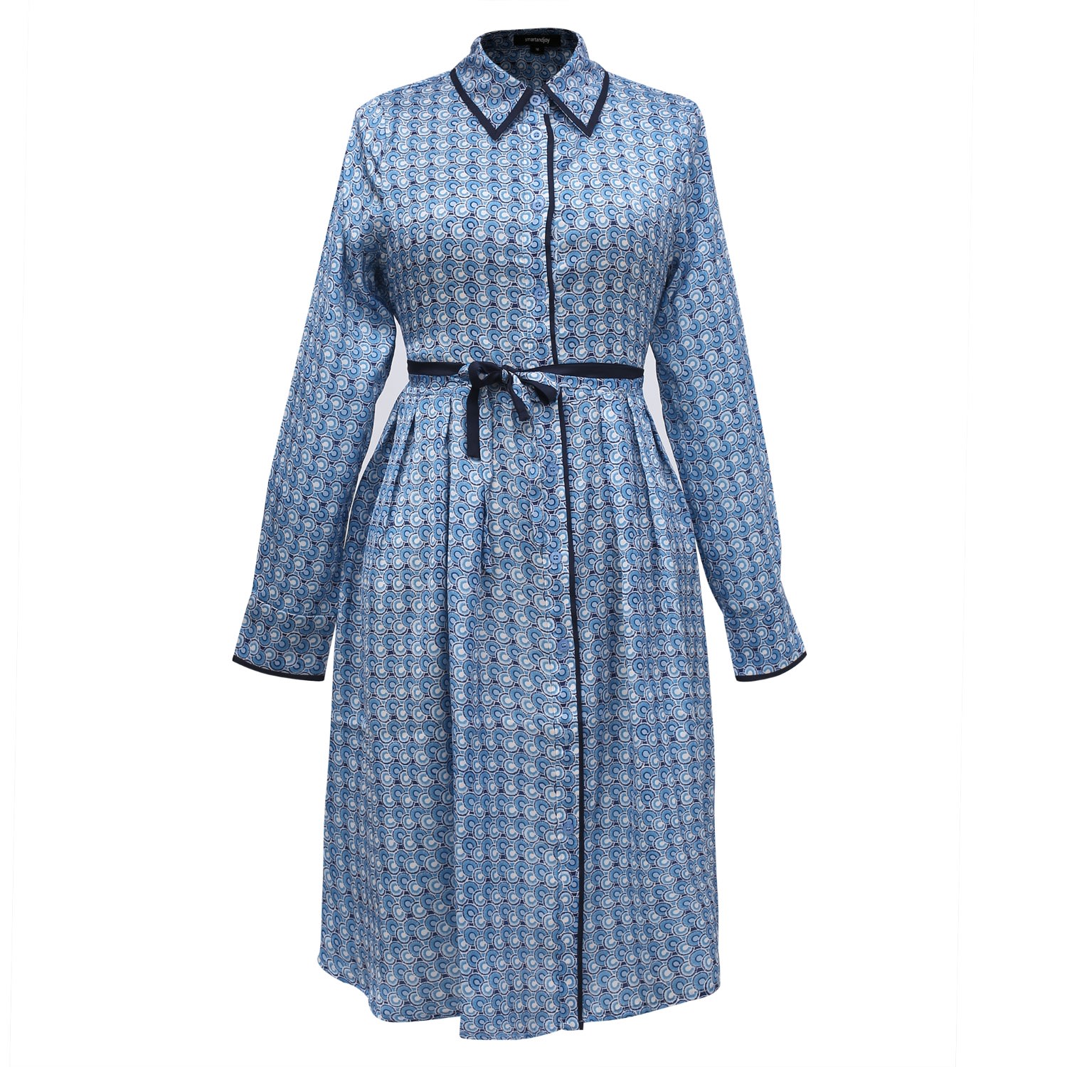 Smart And Joy Women's Geometric Print Shirt Dress - Blue In Blue