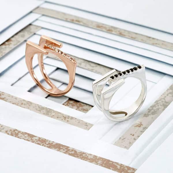 Neola Neringa Silver Stacking Ring With White Topaz In Stacking