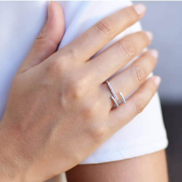 Neola Neringa Silver Stacking Ring With White Topaz In Stacking