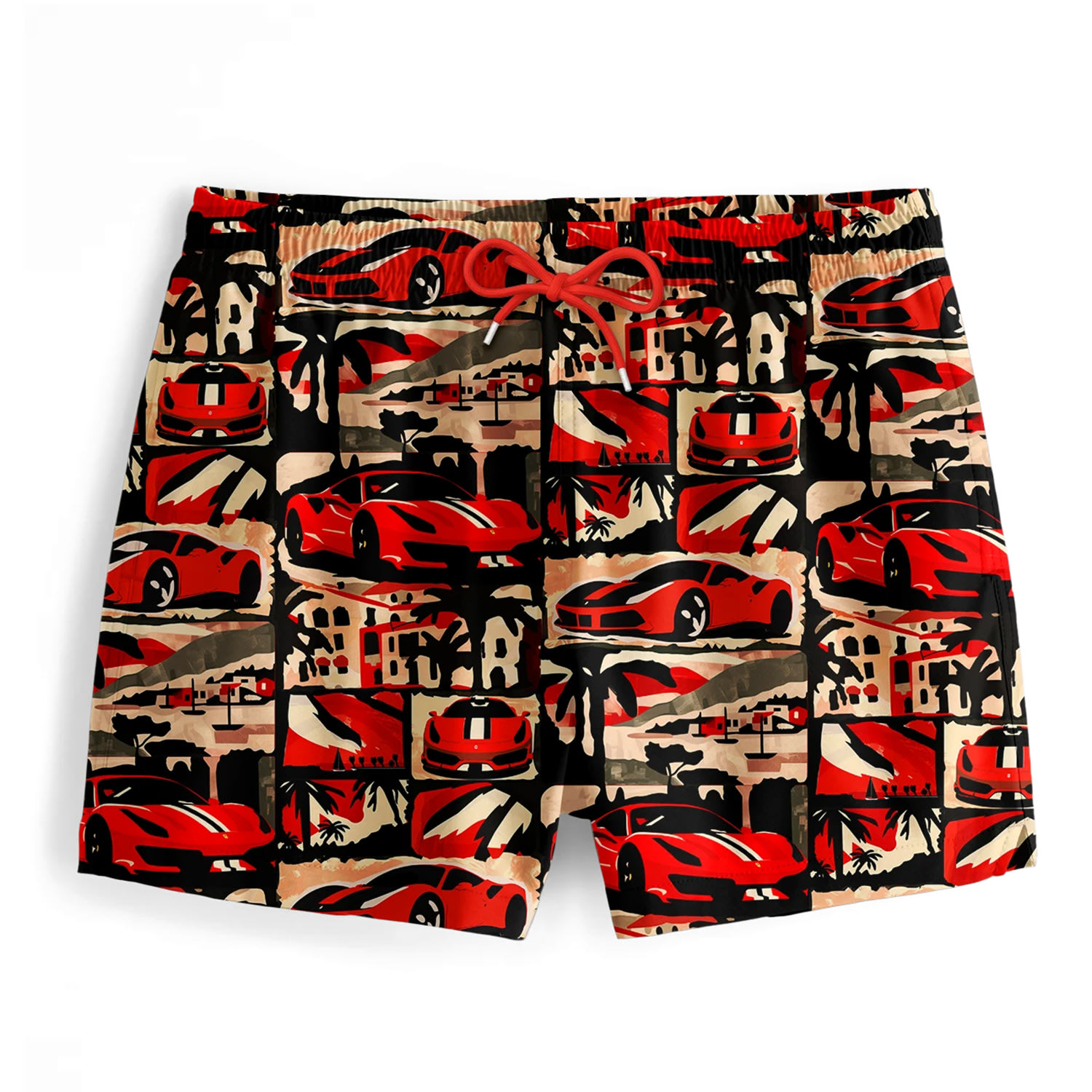 Aloha From Deer Men's Red / Black Rosso Corsa Swimming Shorts In Red/black