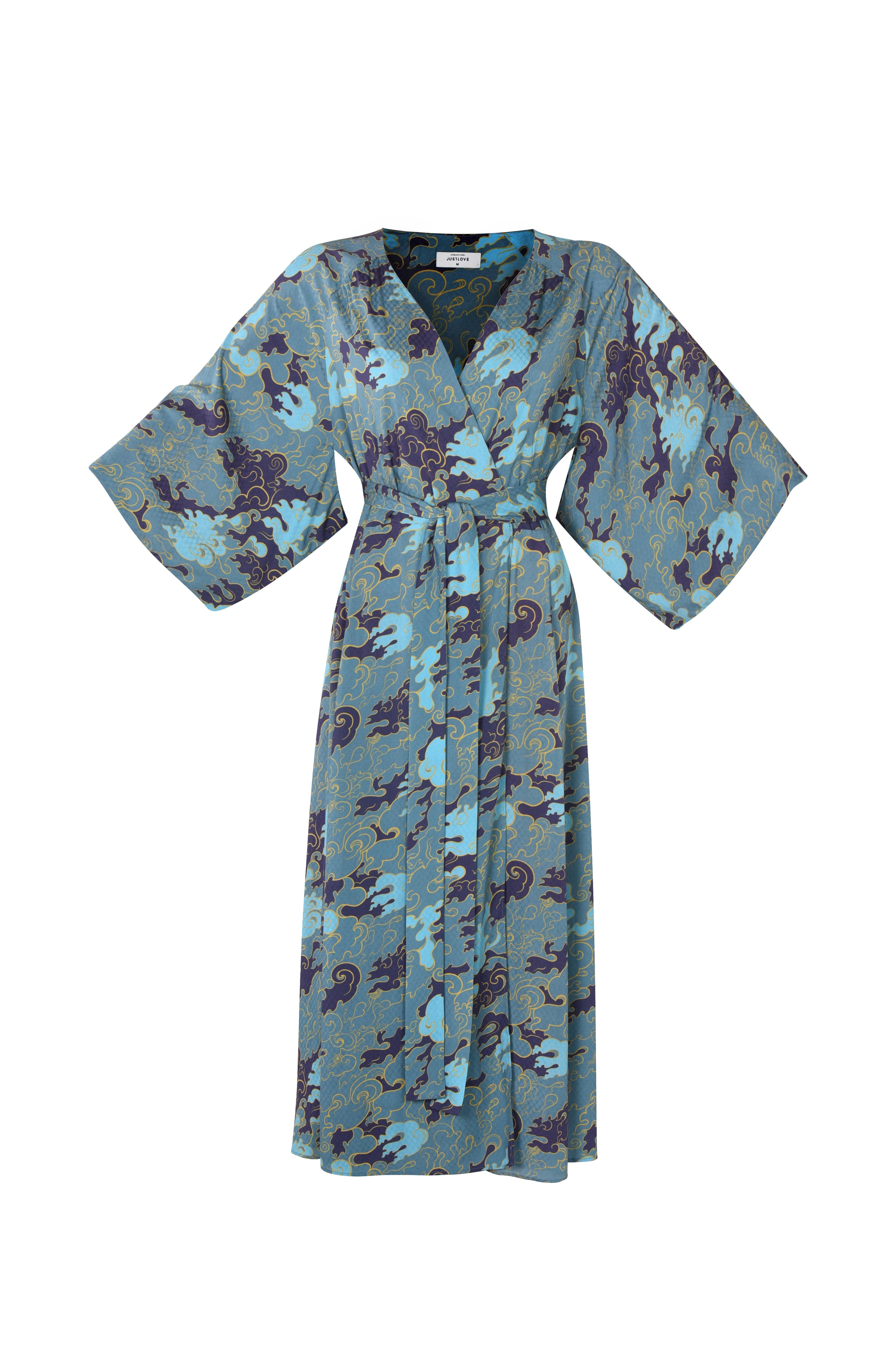 Justlove Women's Blue Ai Kimono Wrap Dress In Blue