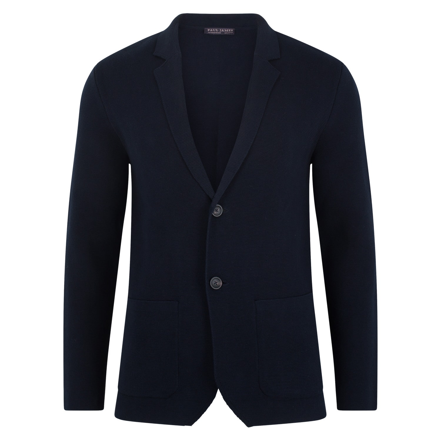 Blue Mens Cotton Deconstructed Knitted Gabriel Blazer - Navy Extra Large Paul James Knitwear