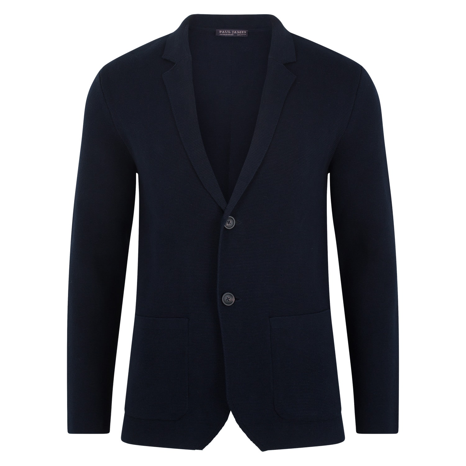 Paul James Knitwear Blue Mens Cotton Deconstructed Knitted Gabriel Blazer - Navy In Blue