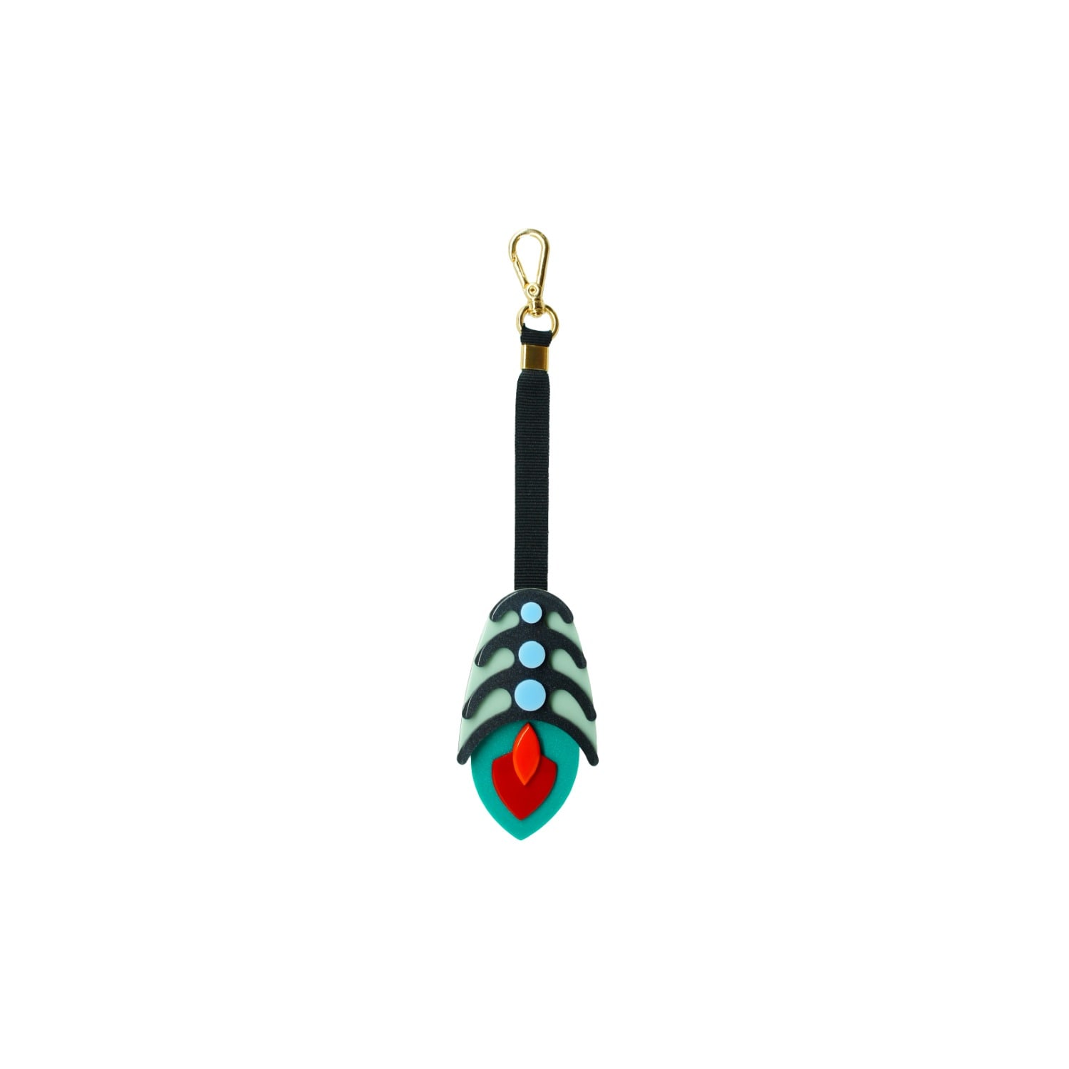 Green Handmade Acrylic Keychain Peacock Feather Turquoise | Gissa Bicalho