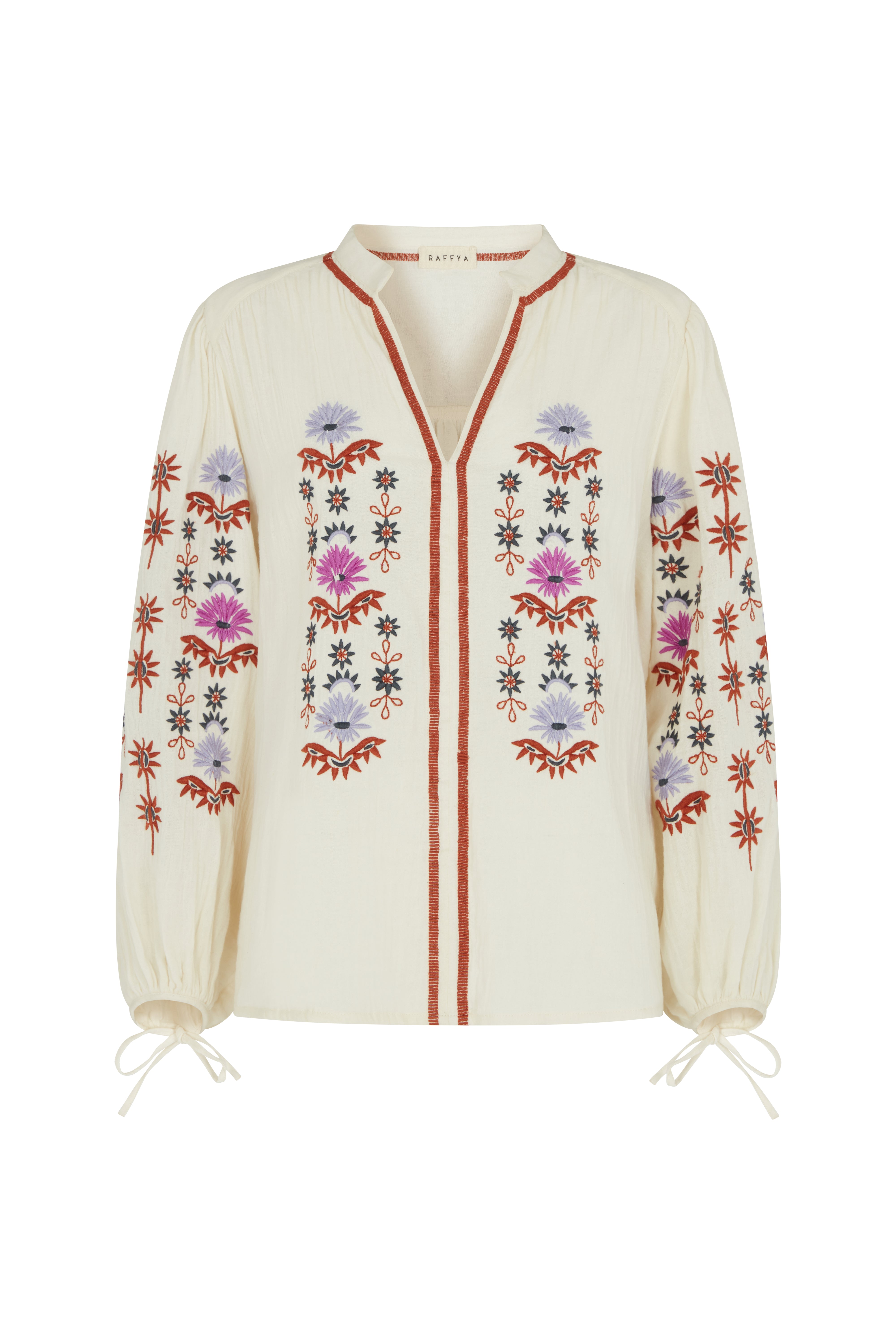 Raffya Women's Neutrals Dina Embroidered Blouse - White