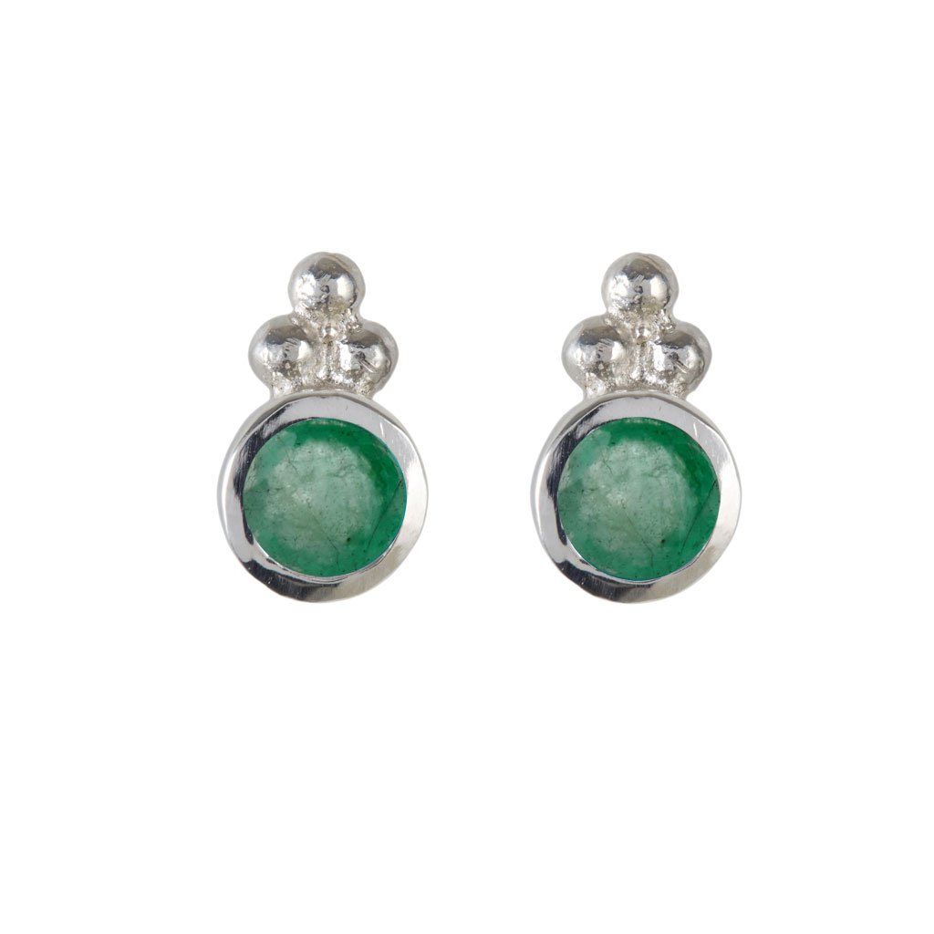 Women’s Green Holi Jewel Silver Stud Earrings - Emerald Charlotte’s Web Jewellery