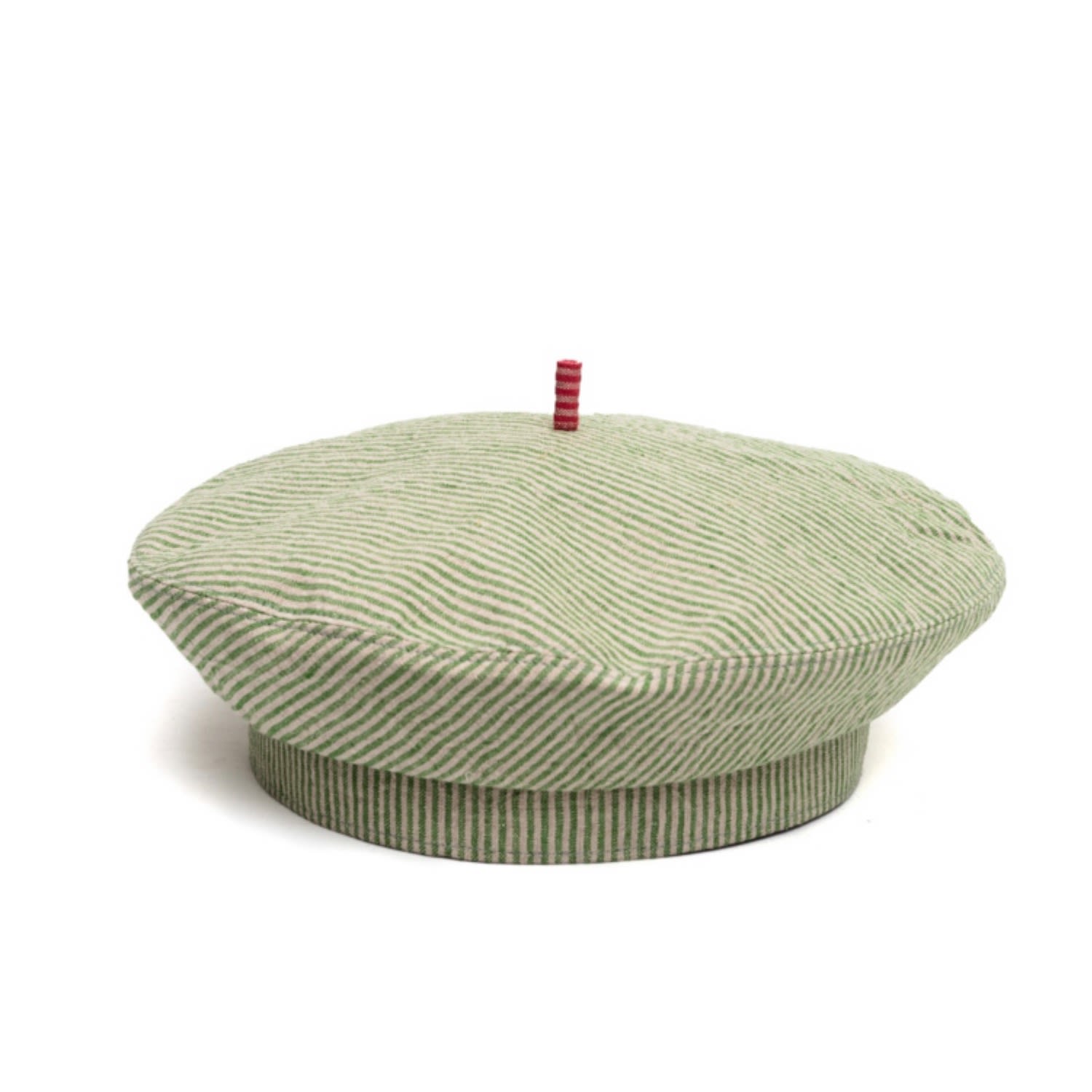 Women’s Beret Linen Multi Green Stripes 56Cm Anthony Peto