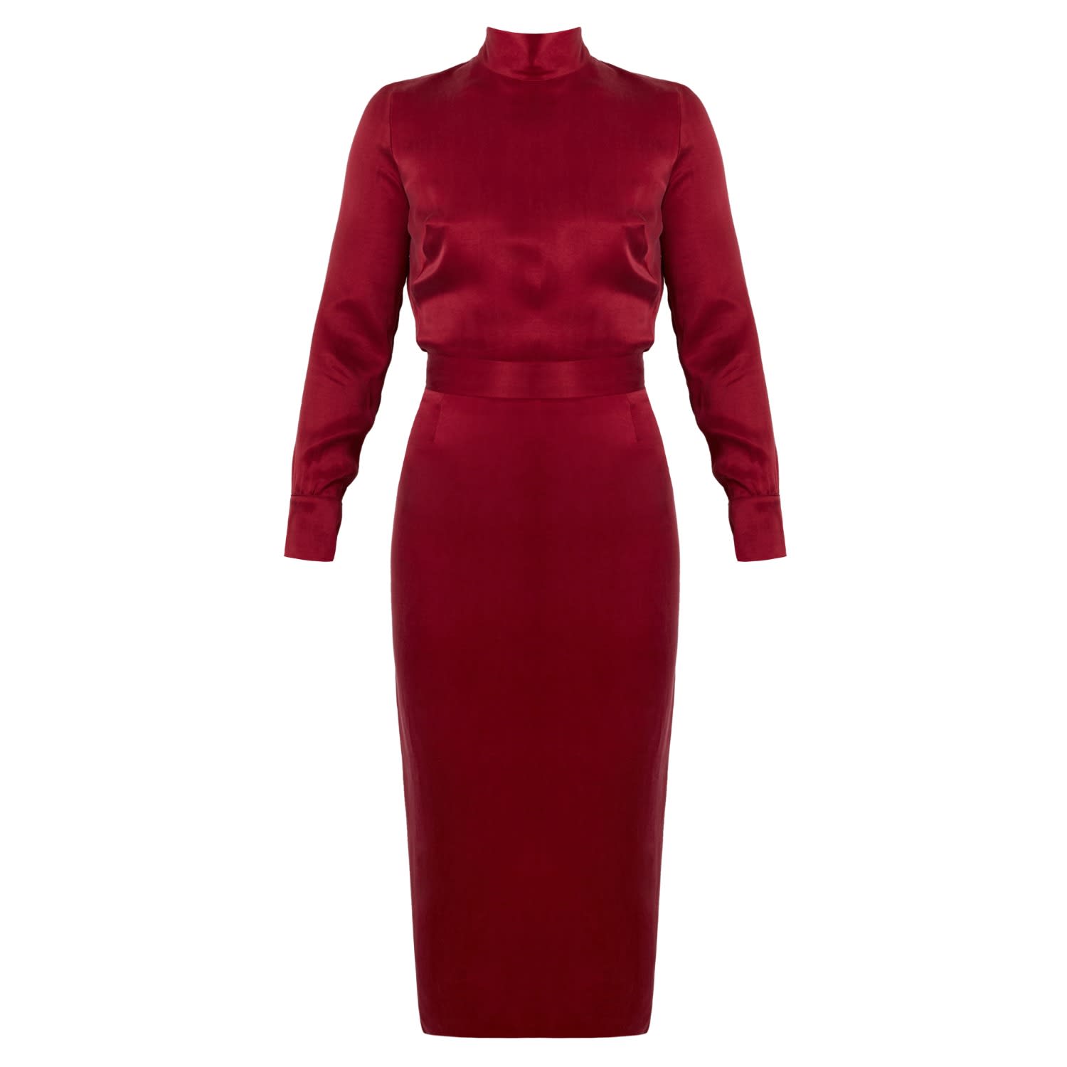 deep red midi dress