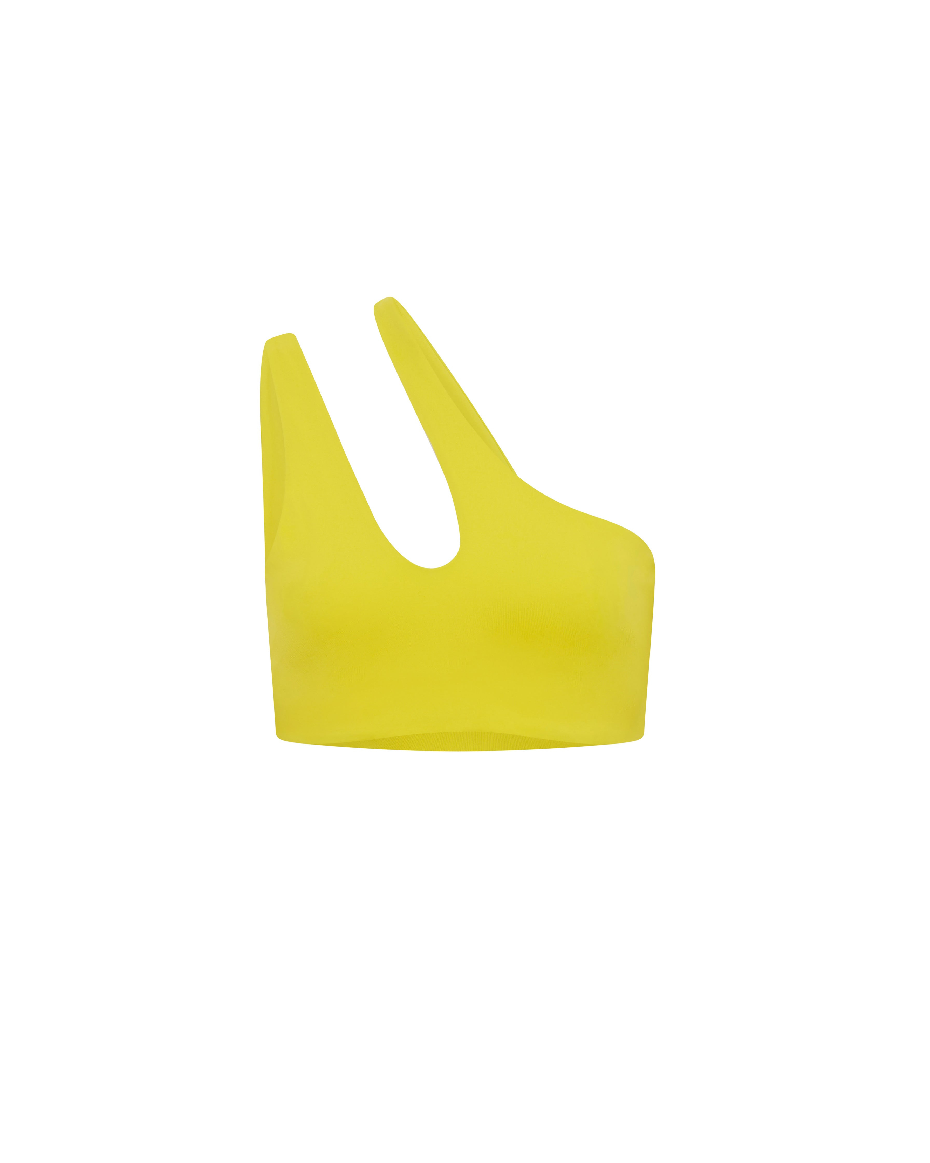 Let's Swim Women's Teardrop Cutout Asymmetric Bikini Top In Yellow/orange