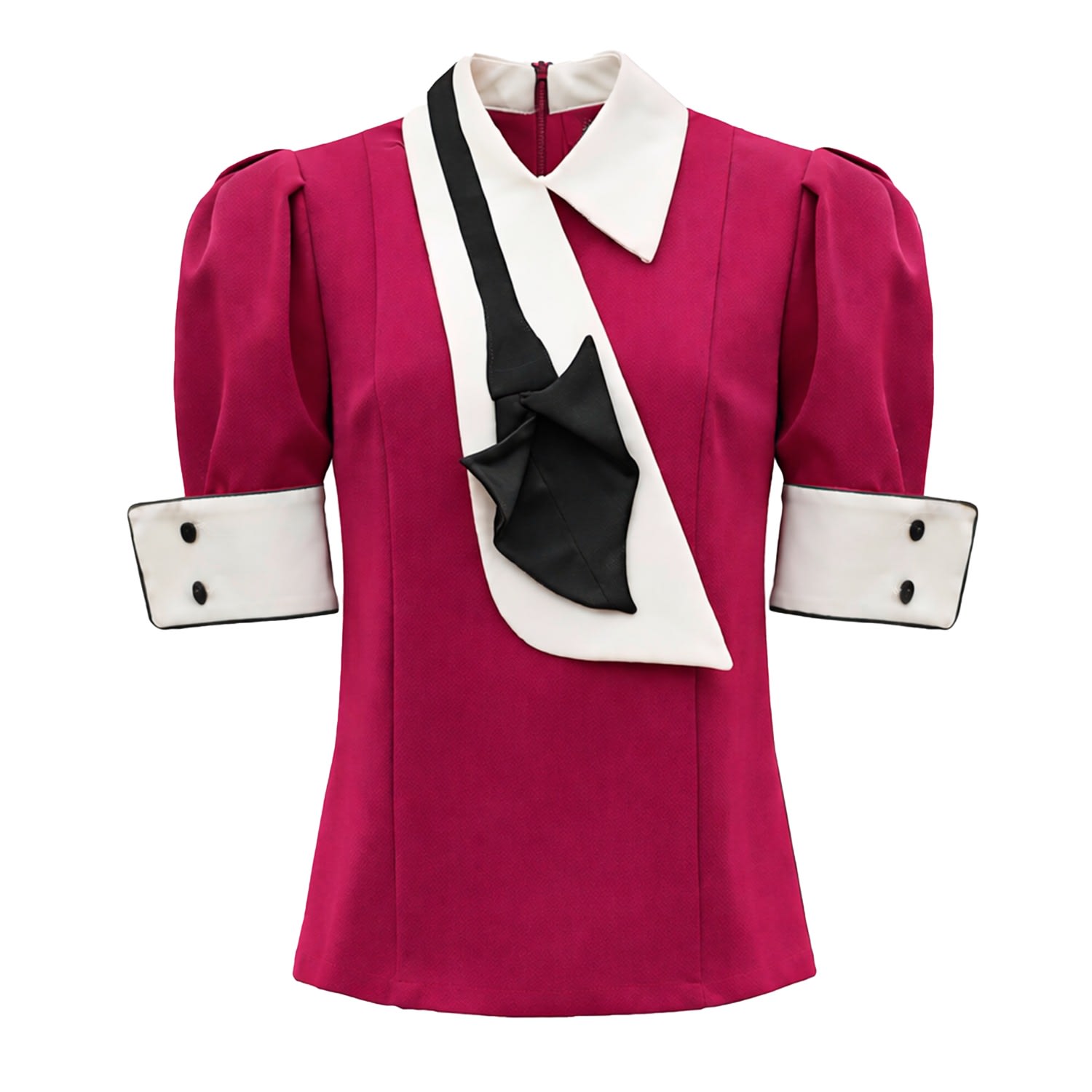 Julia Allert Women's Pink Statement Blouse With White Collar And Cuffs – Fuchsia