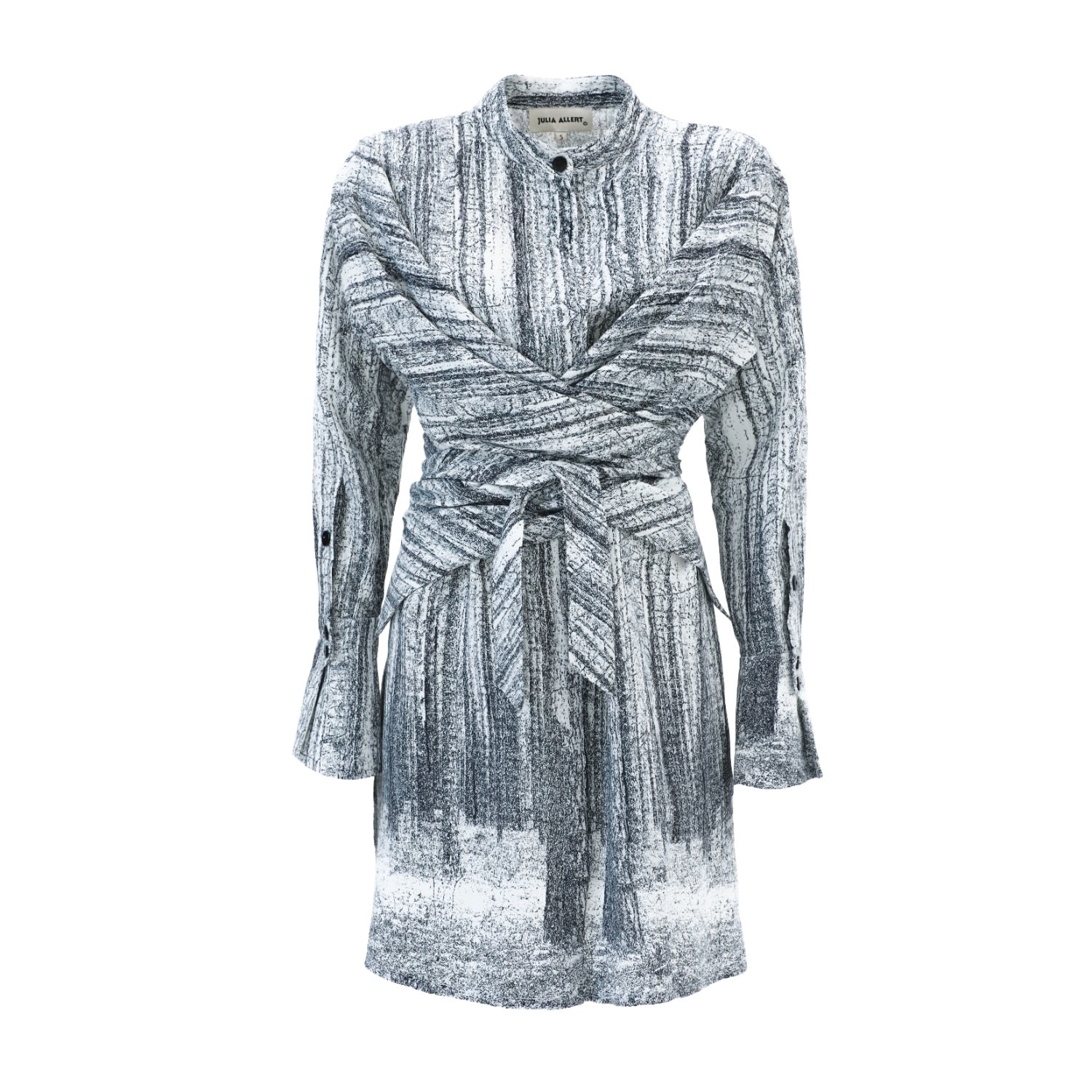 Julia Allert Women's Black / White Soft Viscose Wrap-style Tunic Shirt Abstract Print In Black/white