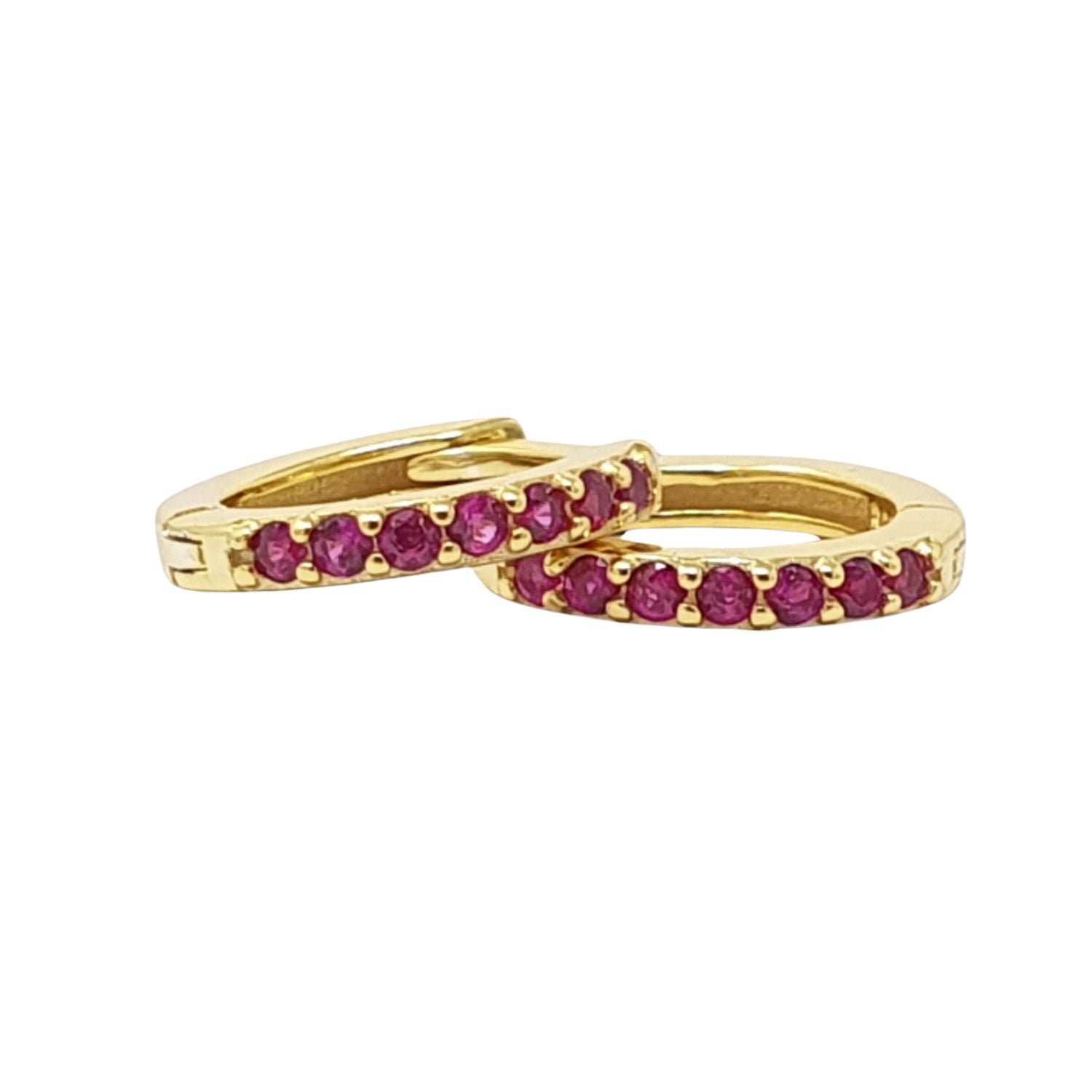 Women’s Red / Gold Ruby July Birthstone Small Huggie Hoop Earrings Harfi