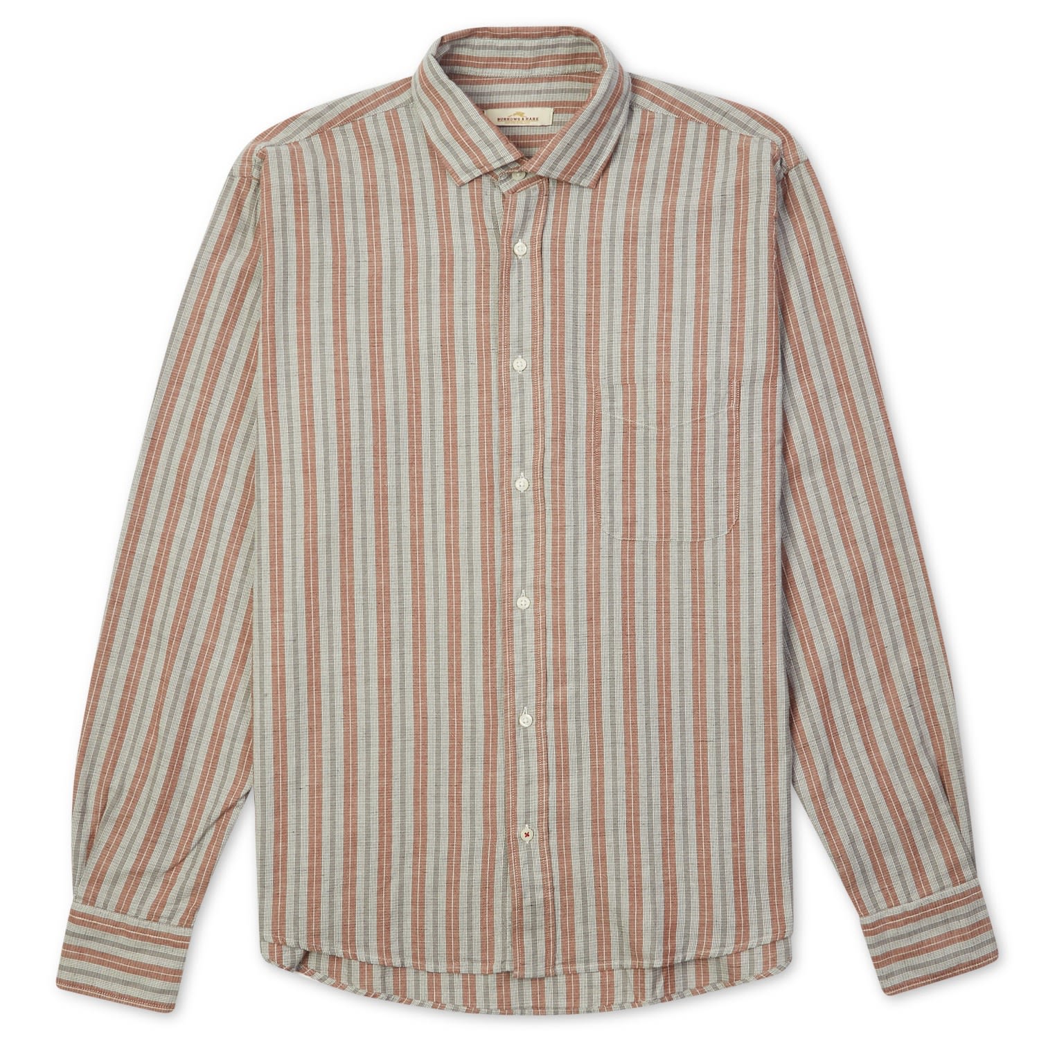 Burrows And Hare Men's Ticking Shirt - Neutrals In Multi