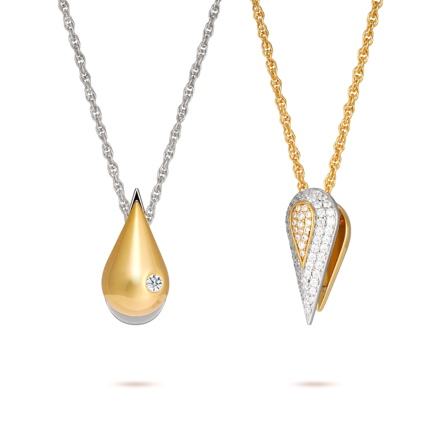 Meulien Women's Pointed Waterdrop Necklace - Silver Chain In Gold