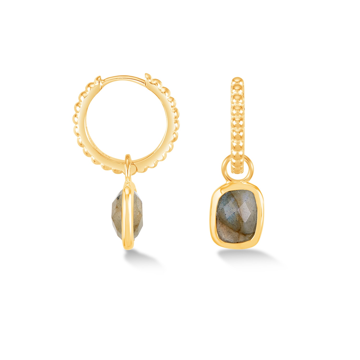 Women’s Gold Labradorite Dotty Huggie Hoops In Vermeil Dower & Hall