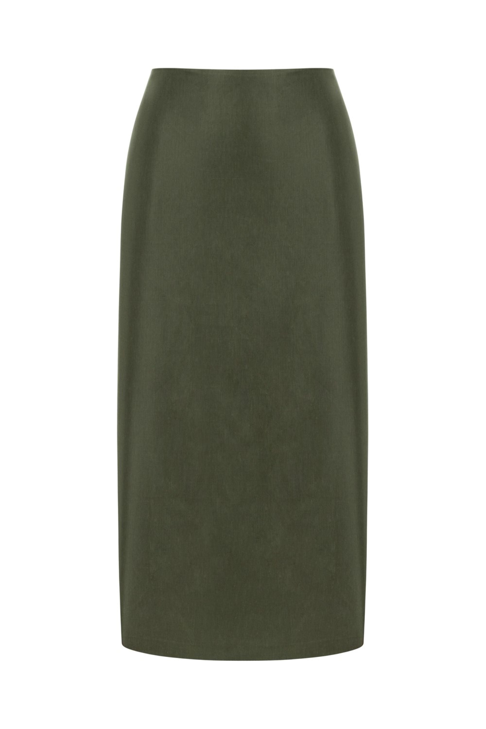 Nocturne Women's Neutrals Midi Skirt With Back Slits In Green