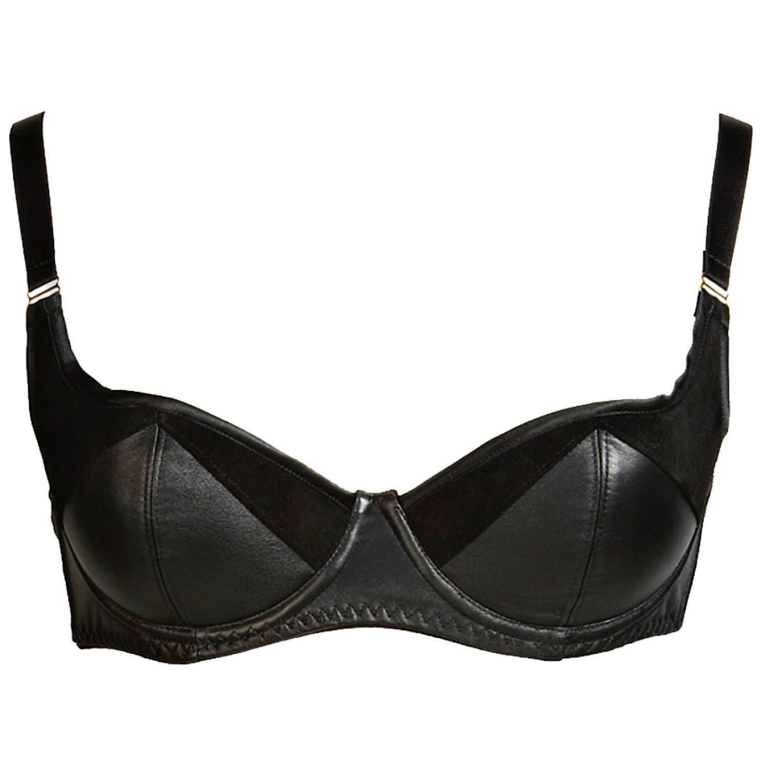 Something Wicked Women's Black Ava Leather & Suede Wired Balcony Bra