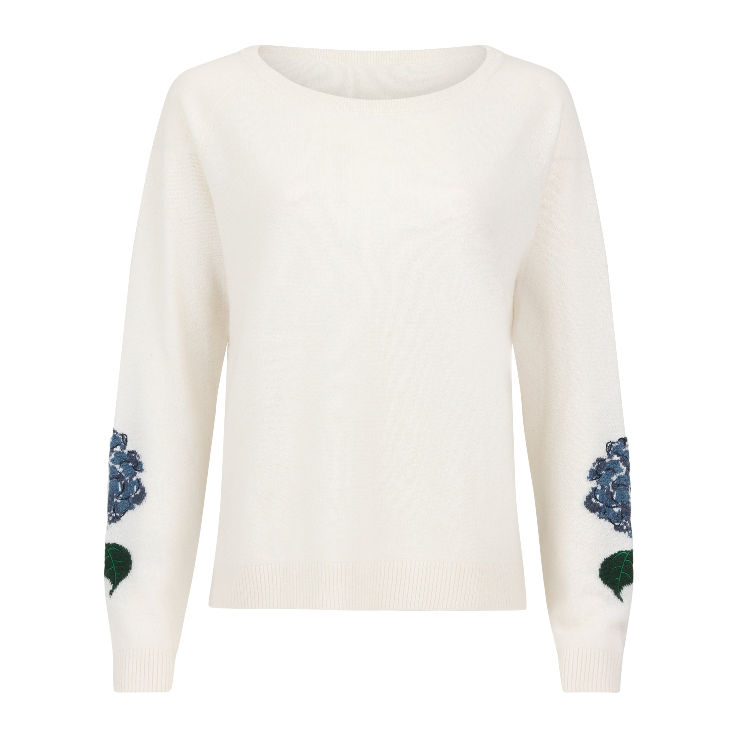 Catnip And Seaweed Women's Blue / White Hydrangea Cashmere Sweater In Blue/white