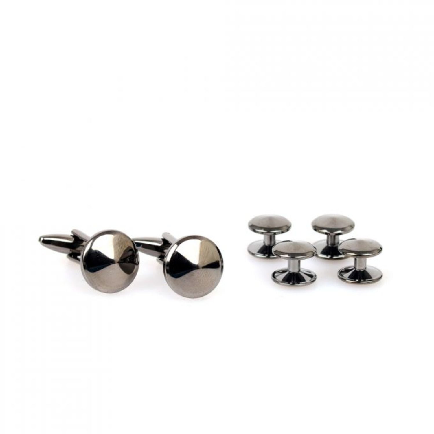 Men's Circle Cufflinks And Stud Set – Gunmetal | David Wej