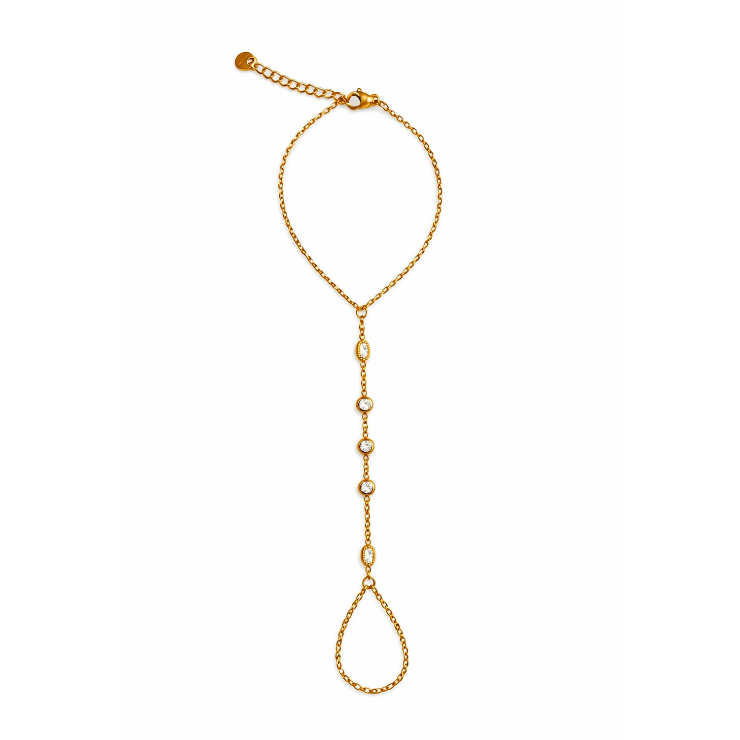 Monarch Women's Gold Crystal Hand Chain Bracelet