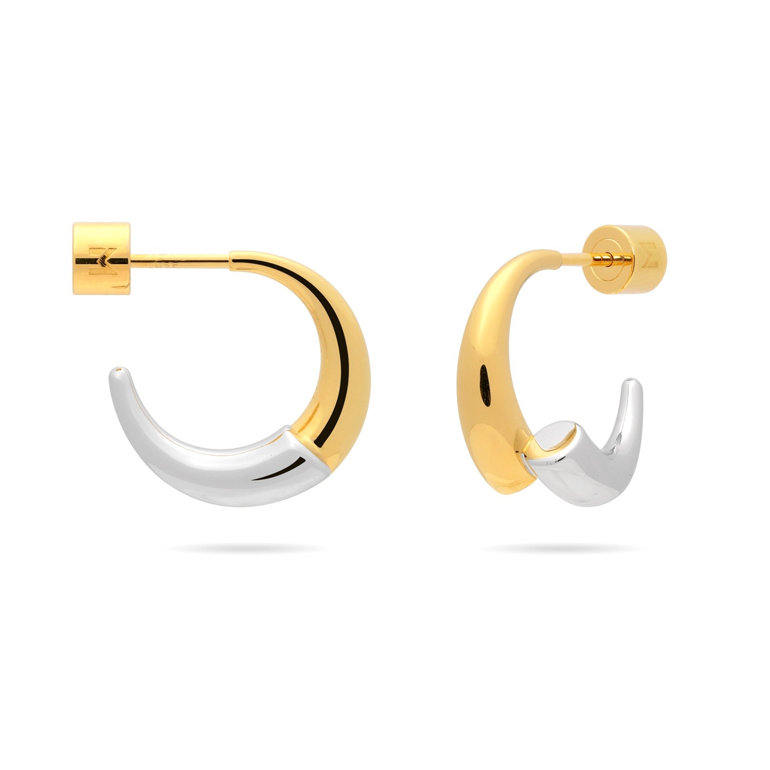 Meulien Women's Gold / Silver Gold And Silver Bi-color Split Arc Open Hoop Earrings - Gold Top, Silver Botto