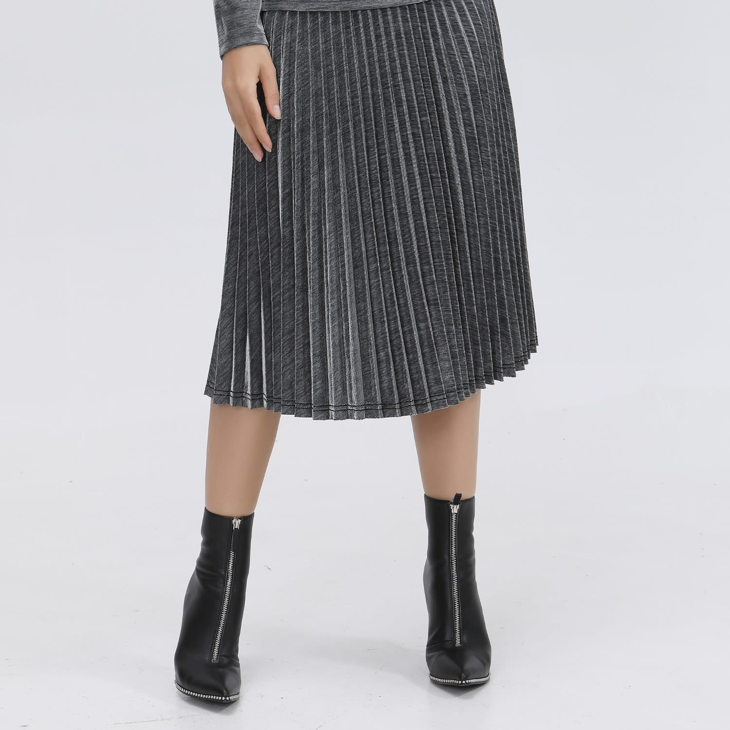 Knee length top pleated skirts