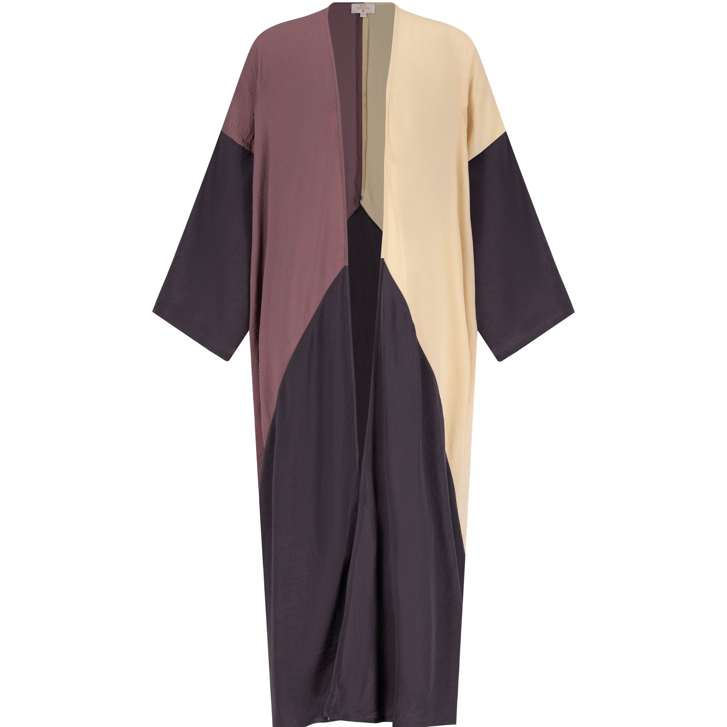 Azzalia Women's Trio Color Textured Silk Crepe Classic Abaya With Geometric Seam