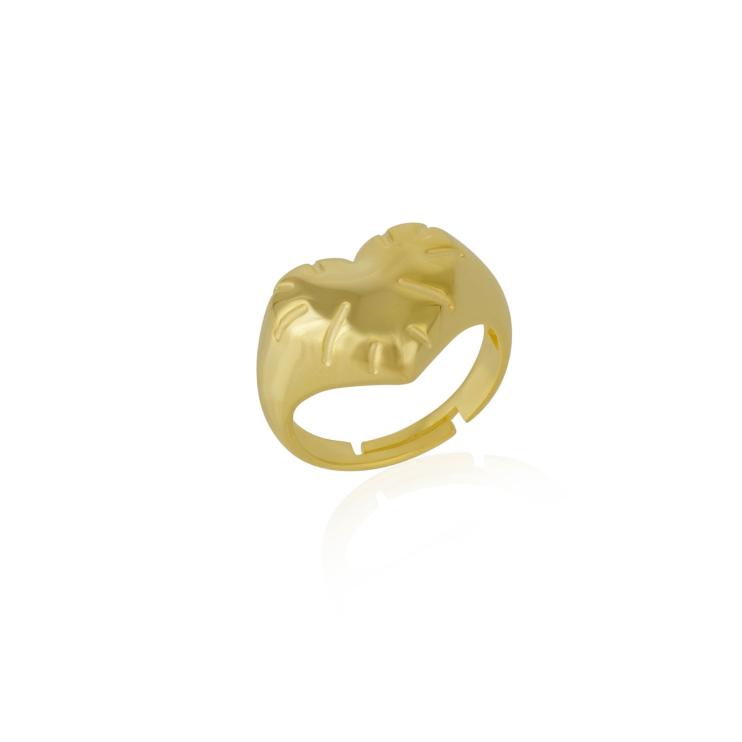 Spero London Women's Sterling Silver Chunky Love Heart Signet Ring - Gold
