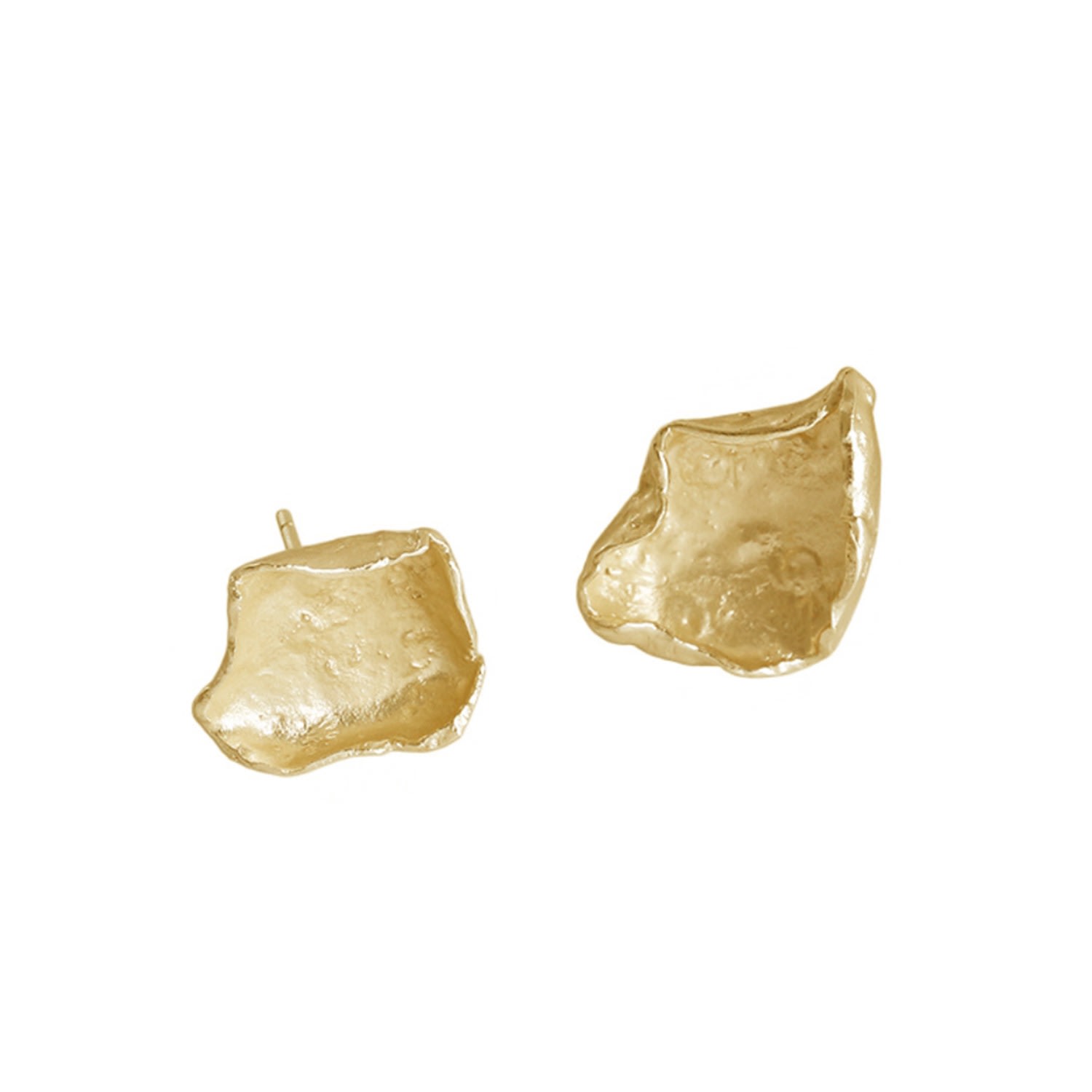 Women’s Textured Fragment Curved Petal Gold Plated Sterling Silver Stud Earrings Janus Edinburgh