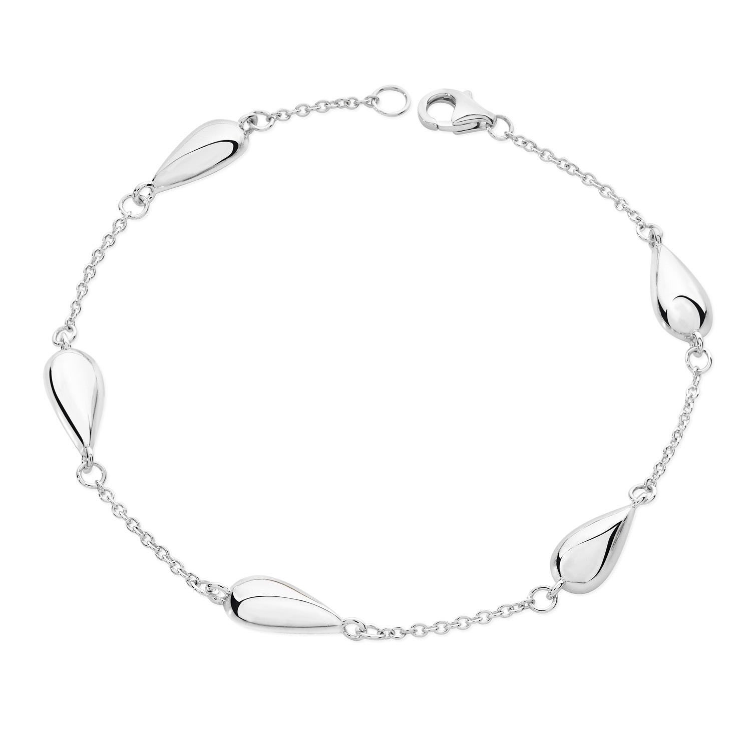 Lucy Quartermaine Women's Silver Station Tear Drop Bracelet In Metallic