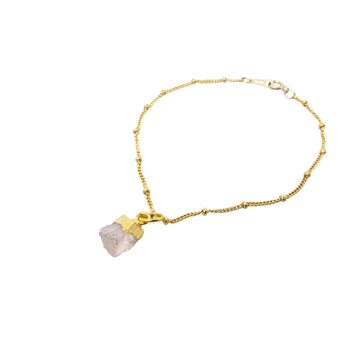 Harfi Women's Pink / Gold Raw Rose Quartz October Birthstone Satellite Bracelet In Multi