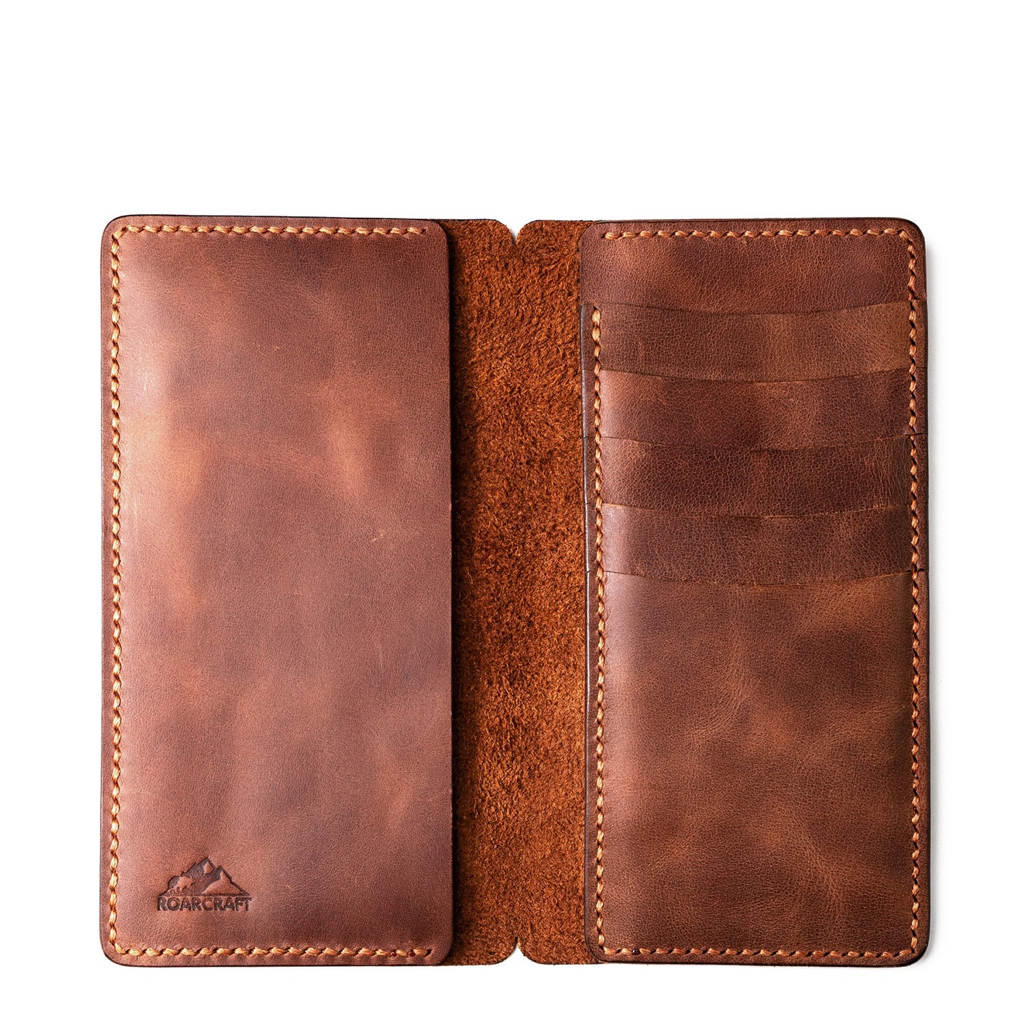 Vertical Bifold Leather Wallet - Laodikya - Tobacco by Roarcraft