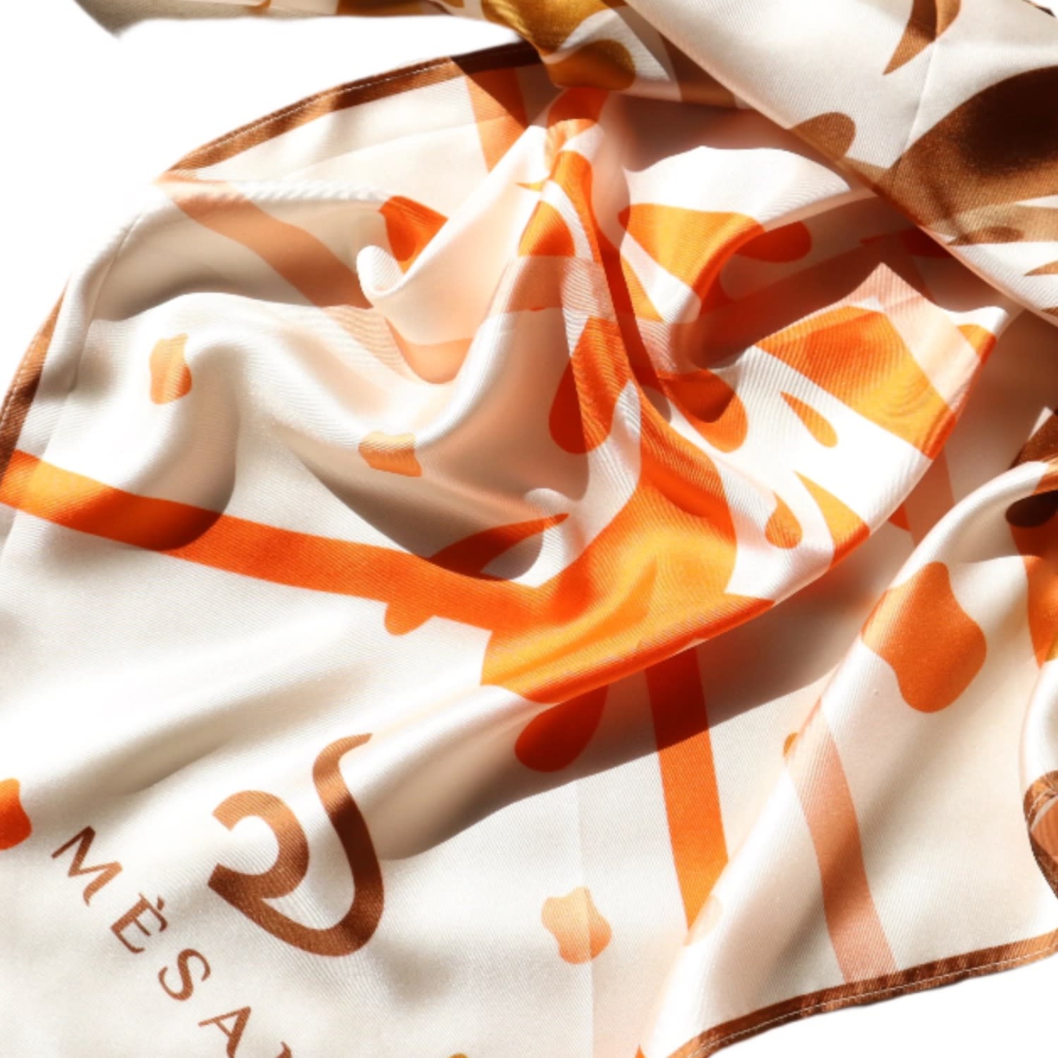 Mèsan Women's Brown / Yellow / Orange  Sunrise Mulberry Silk Scarf Orange