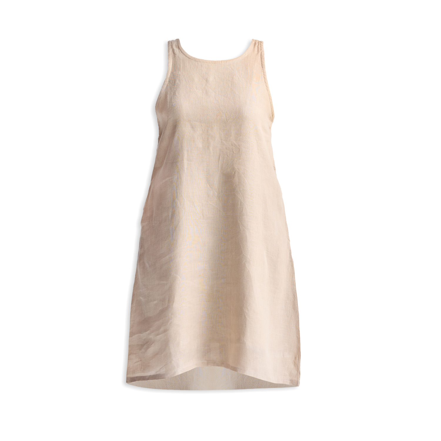 Reistor Hemp Short Dress With Back Embroidered Lace Detail In Neutral