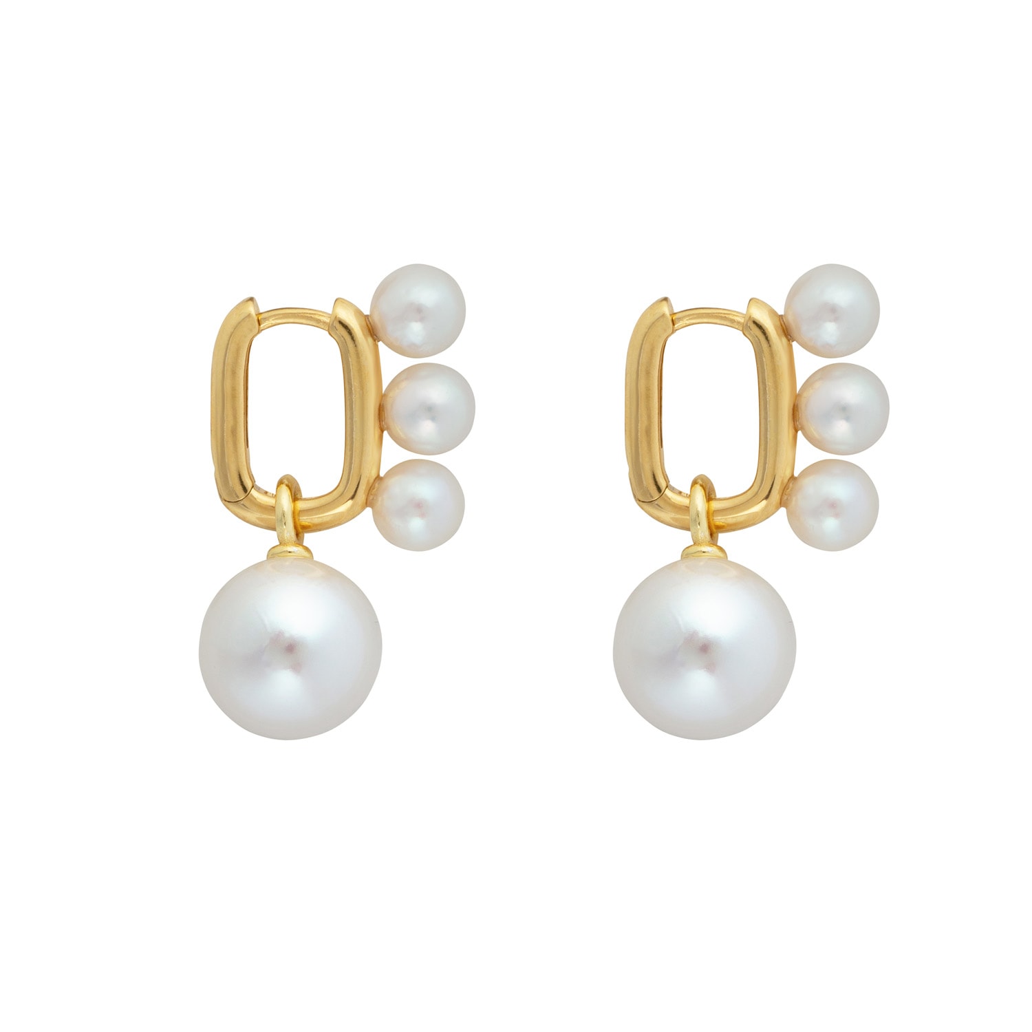 Women’s Gold / White Aetia Trio & Xl Pearl Hoop Earrings- Gold Ora Pearls