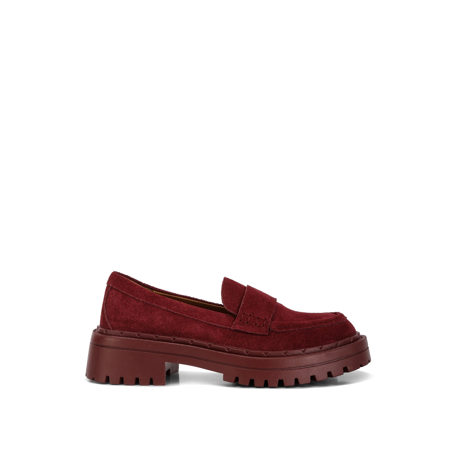 Women’s Red Honora Suede Chunky Loafers In Burgundy 3 Uk Rag & Co.