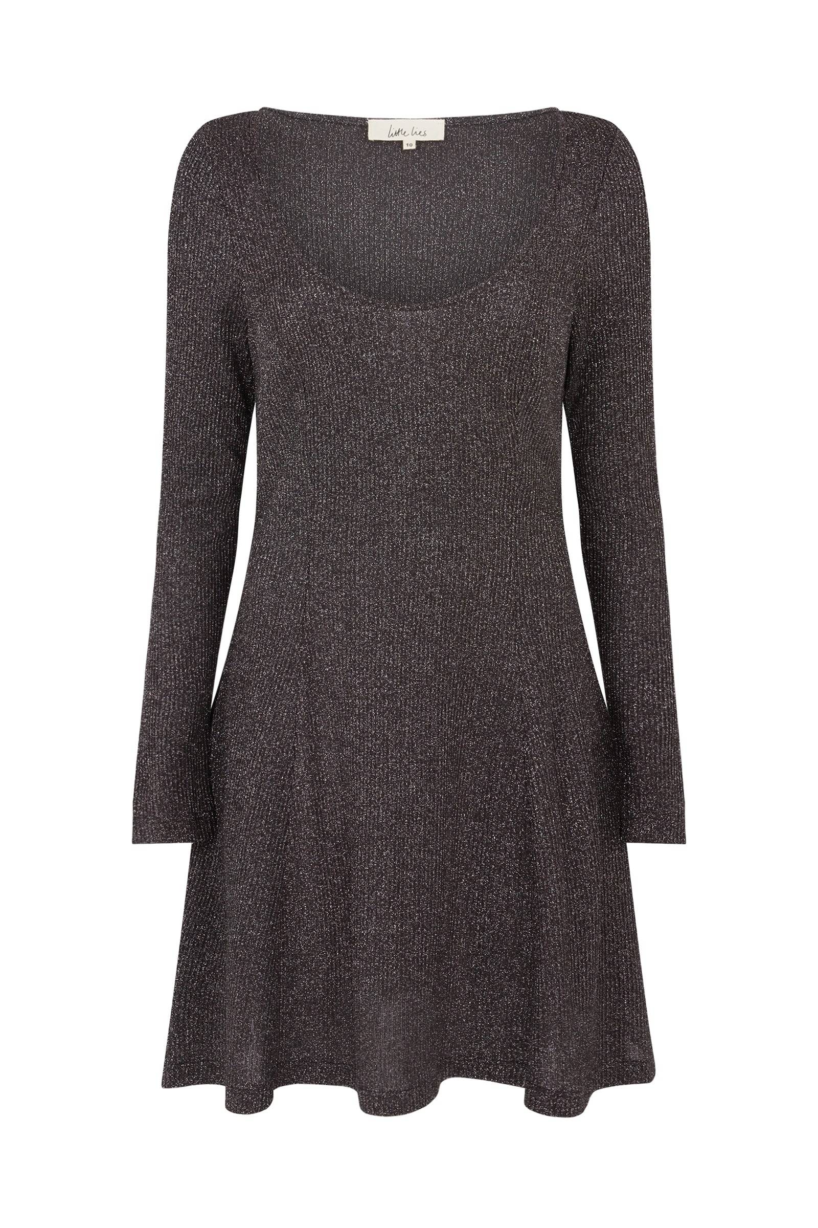 Women's Neutrals / Grey Sweet Jane Gunmetal Shimmer Mini Dress | Large | Little Lies