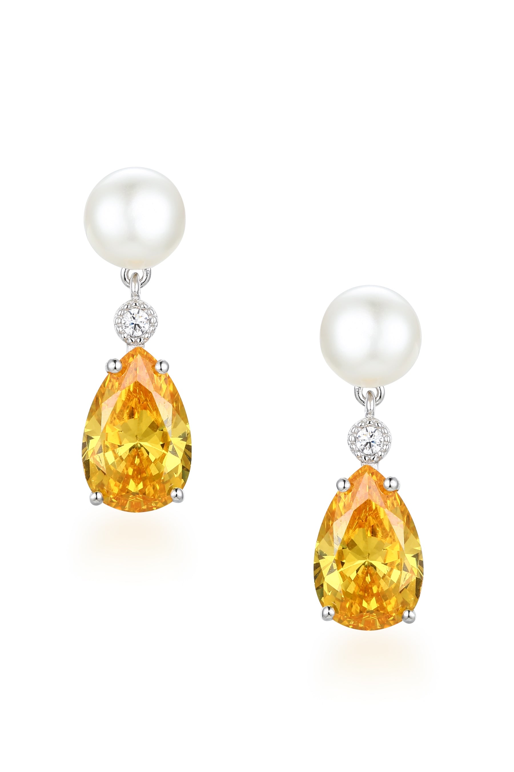 Santinni Women's ‘highgrove' Freshwater Pearl & Yellow Crystal Drop Silver Earrings In Yellow