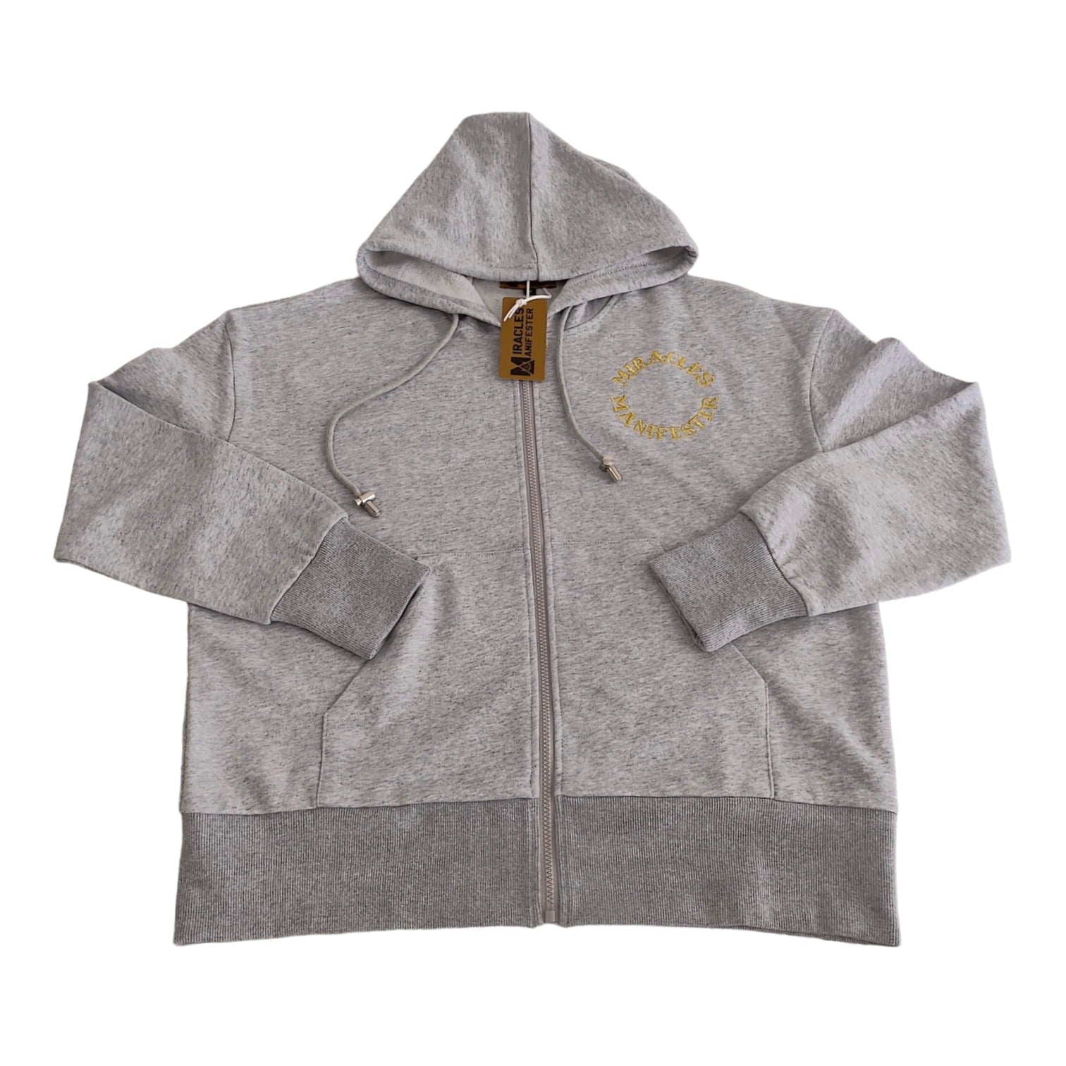 Women’s Miracles Manifester Embroidered Zip Hoodie - Light Grey S