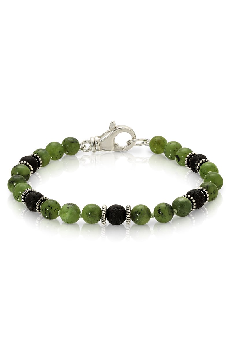 Naiia Men's Green Ari Gemstone & Sterling Silver Bracelet